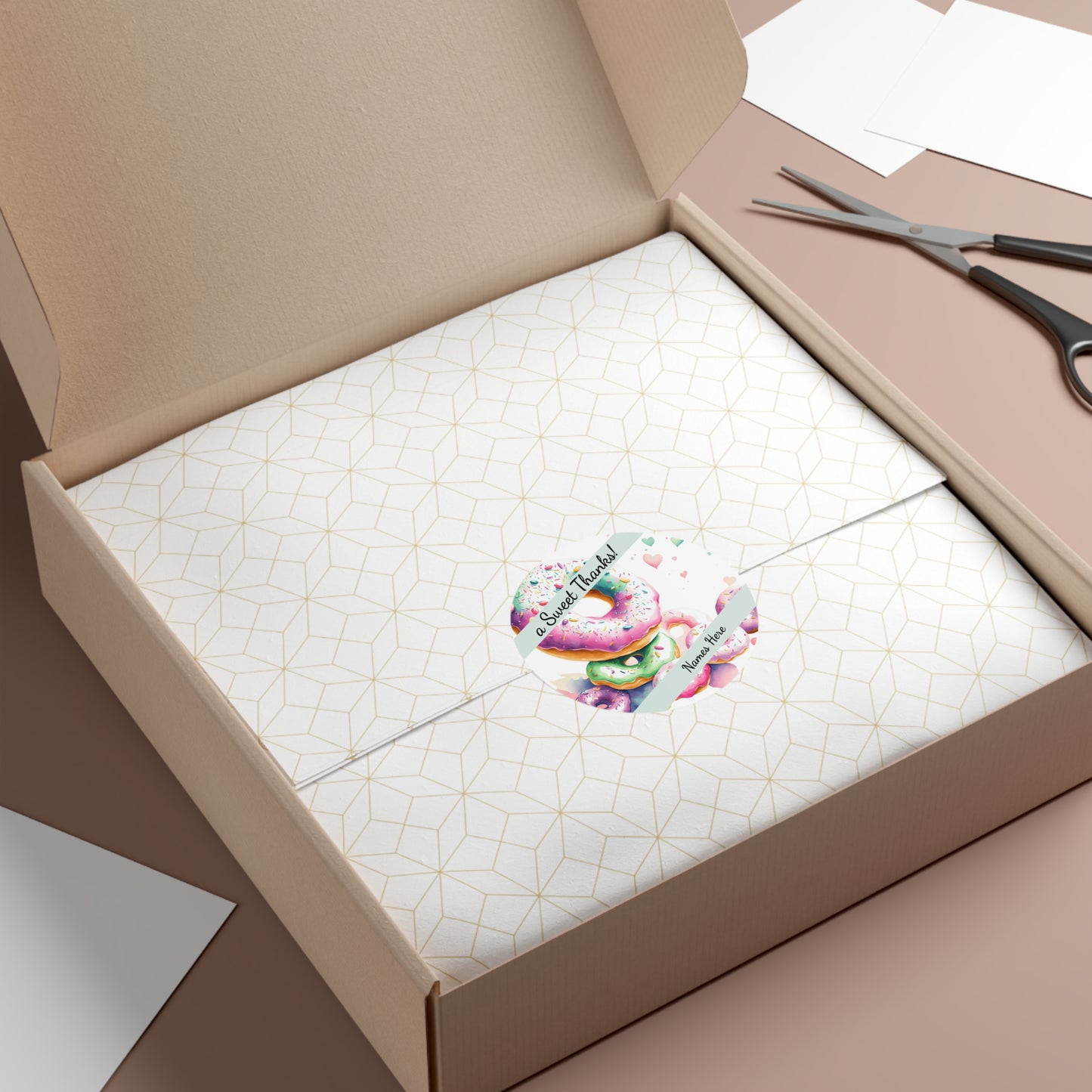 Sample Personalized Donut Round Vinyl Stickers | Sweet Thanks, Gift Labels, Party Favors, Wedding Decor, Custom Stickers