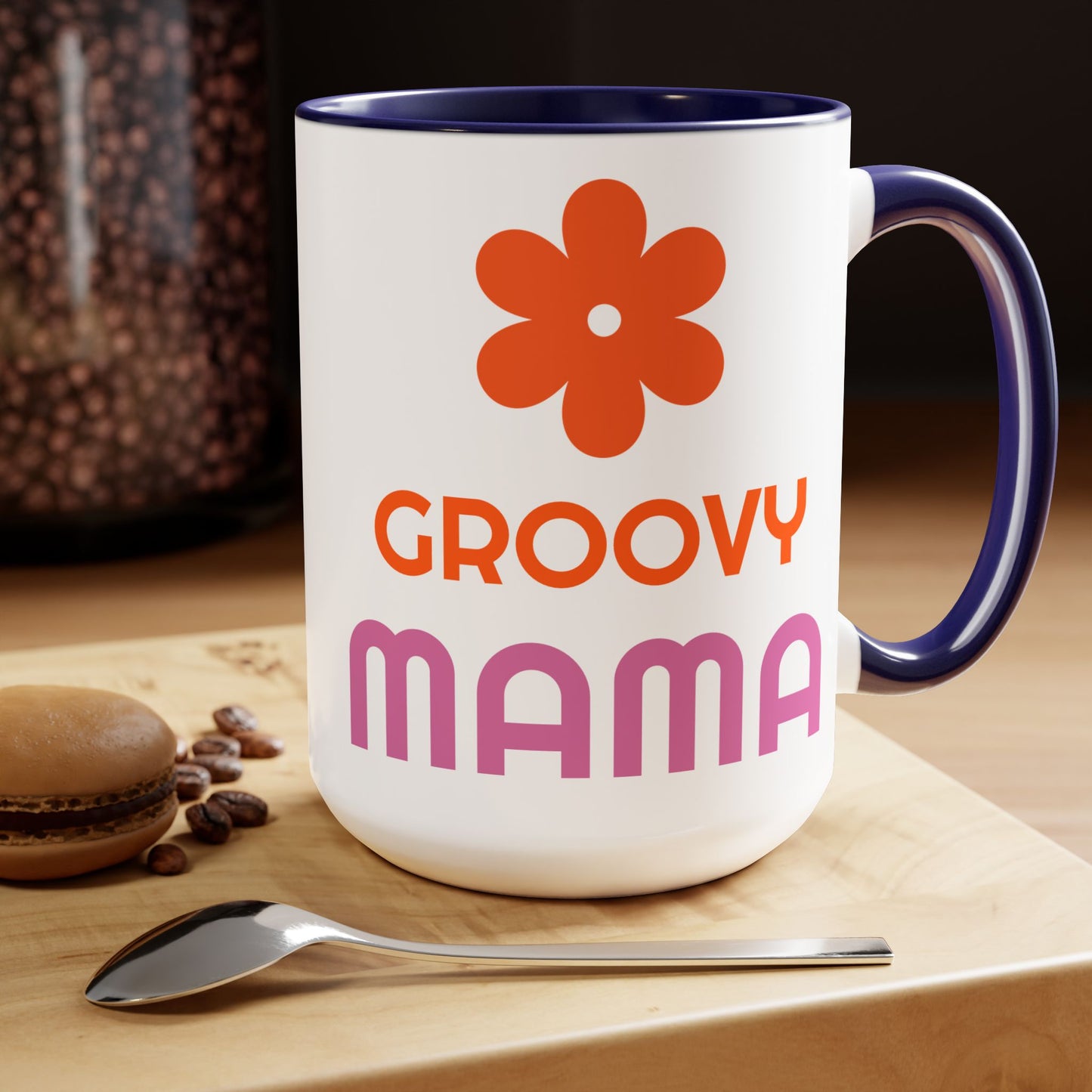 Hippie Theme Two-Tone Coffee Mugs, 15oz, Coffee, Tea, Hot Chocolate Lovers, Groovy Birthday or Any Occasion Gift Idea for Her, for Moms