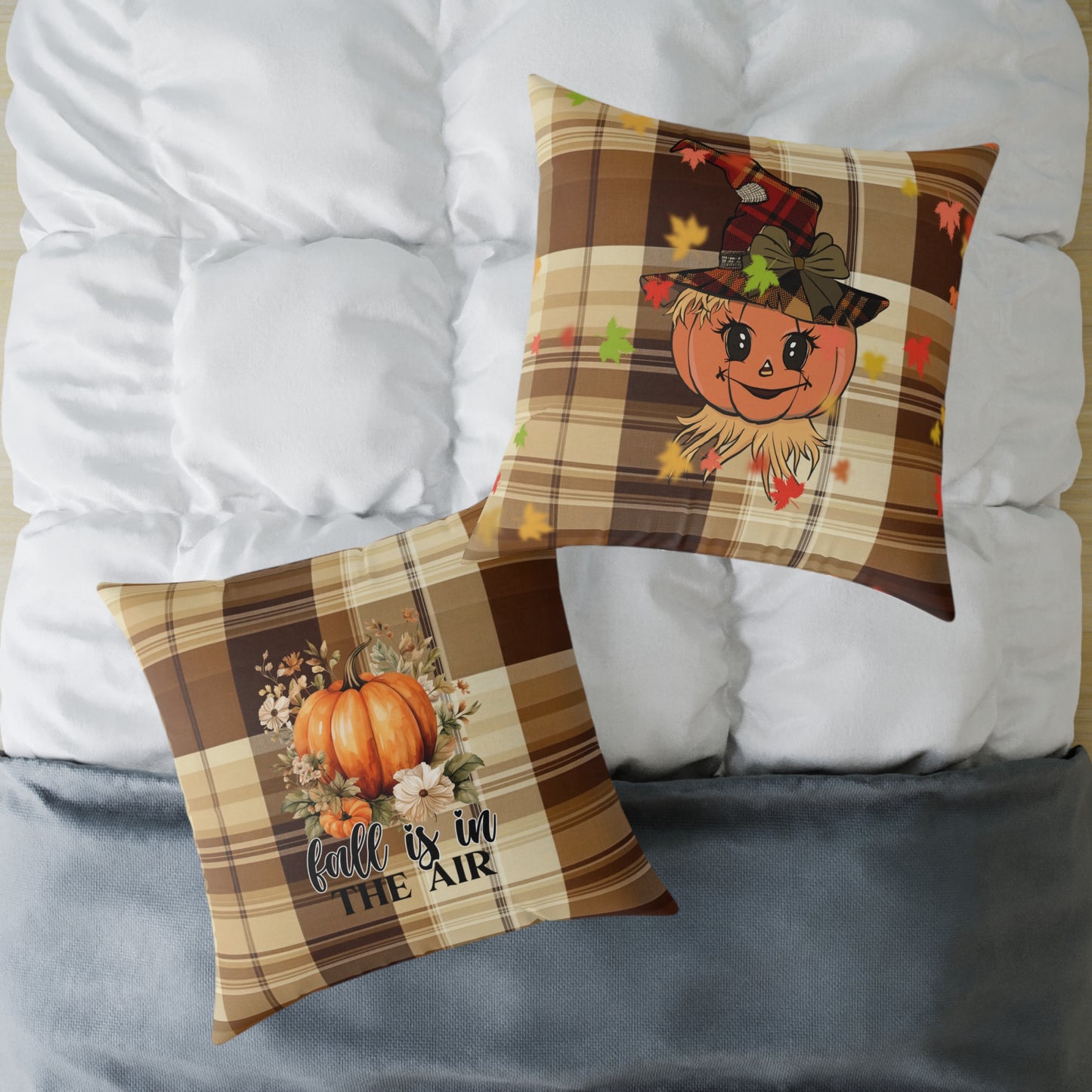 Fall Decor Square Poly Canvas Pillow, Stylish Two-Sided Fall Quote Decor Pillow for Home or Office, Beautiful Accent for Any Room