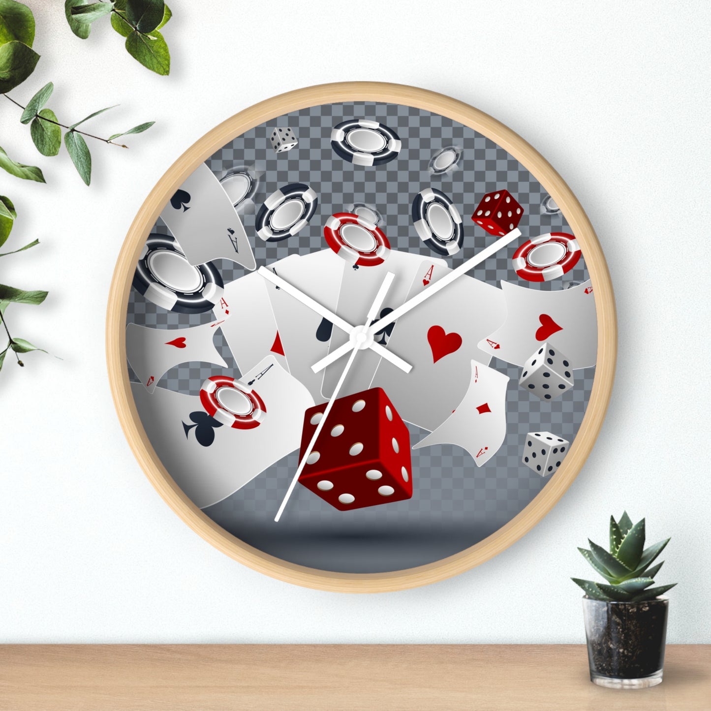 Poker Wall Clock - Game Room Man Cave Decor Gift