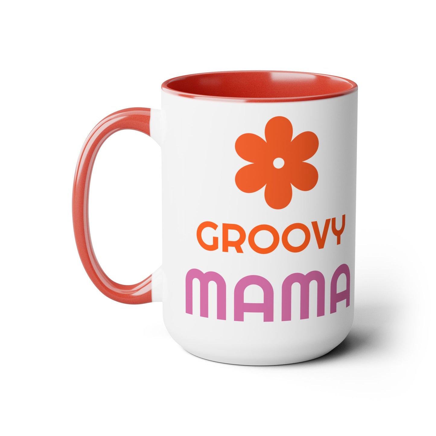 Hippie Theme Two-Tone Coffee Mugs, 15oz, Coffee, Tea, Hot Chocolate Lovers, Groovy Birthday or Any Occasion Gift Idea for Her, for Moms