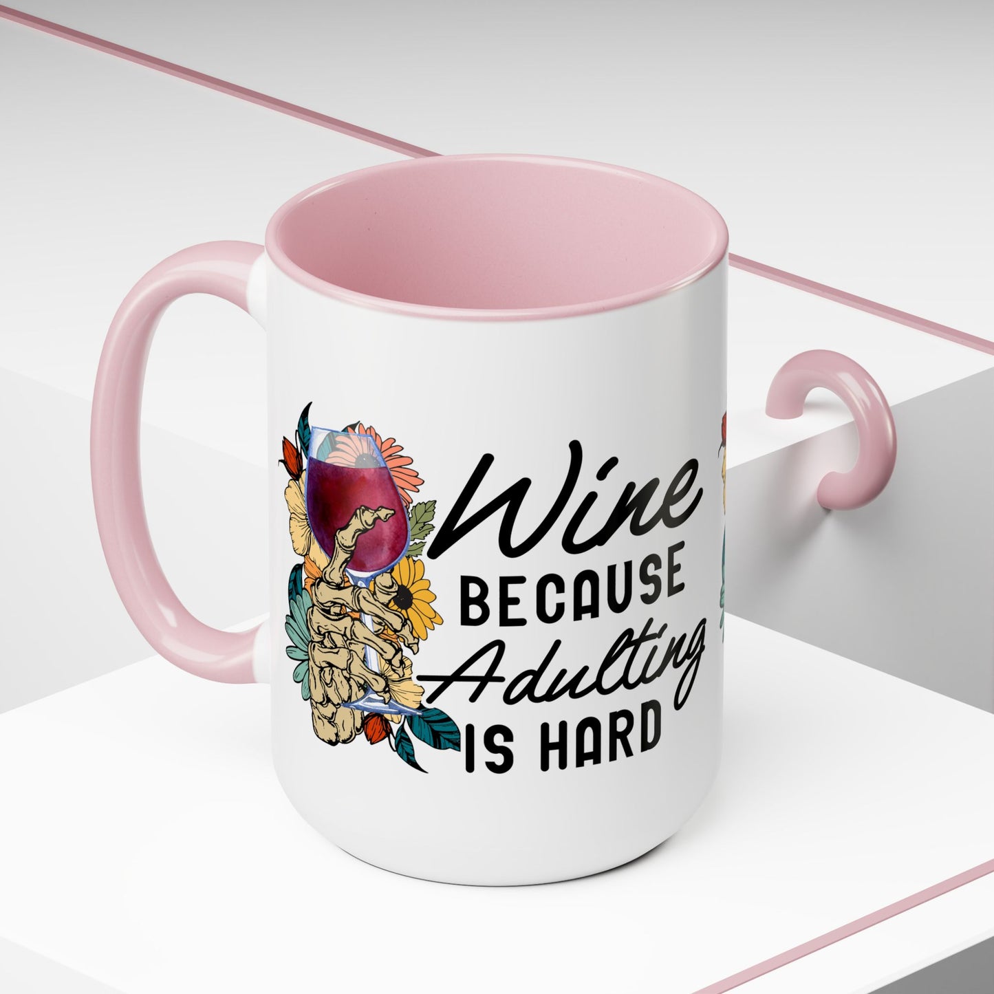 Gothic Theme Two-Tone Coffee Mugs,15oz, Funny Skeleton Humor Quote, Coffee, Tea, Hot Chocolate Lovers, Great Gift Idea for Anyone for Any Occasion