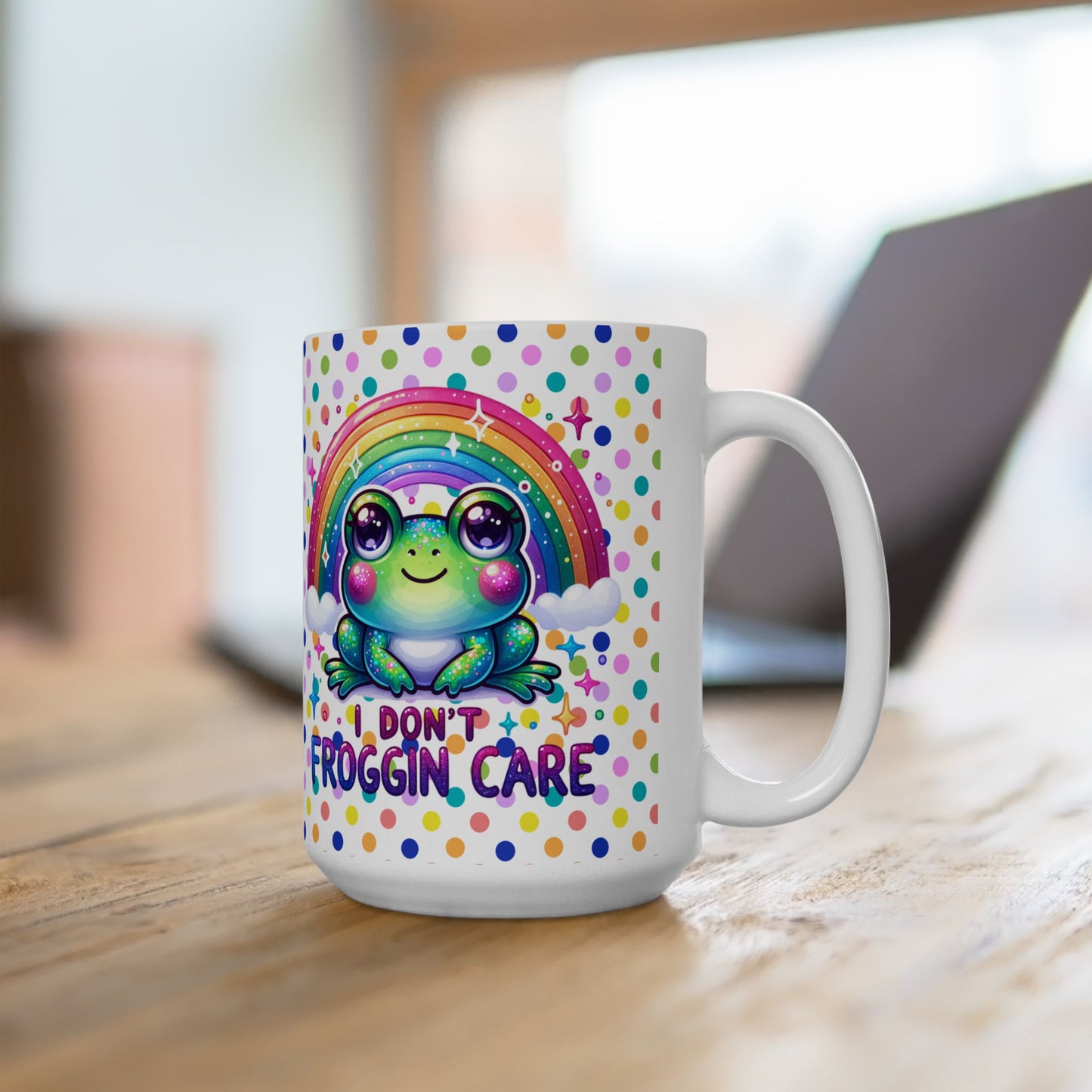 Whimsical Frog Ceramic Mug | Rainbow Polka Dot Design | Fun Gift Idea, Colorful Coffee Cup, Cute Home Decor,