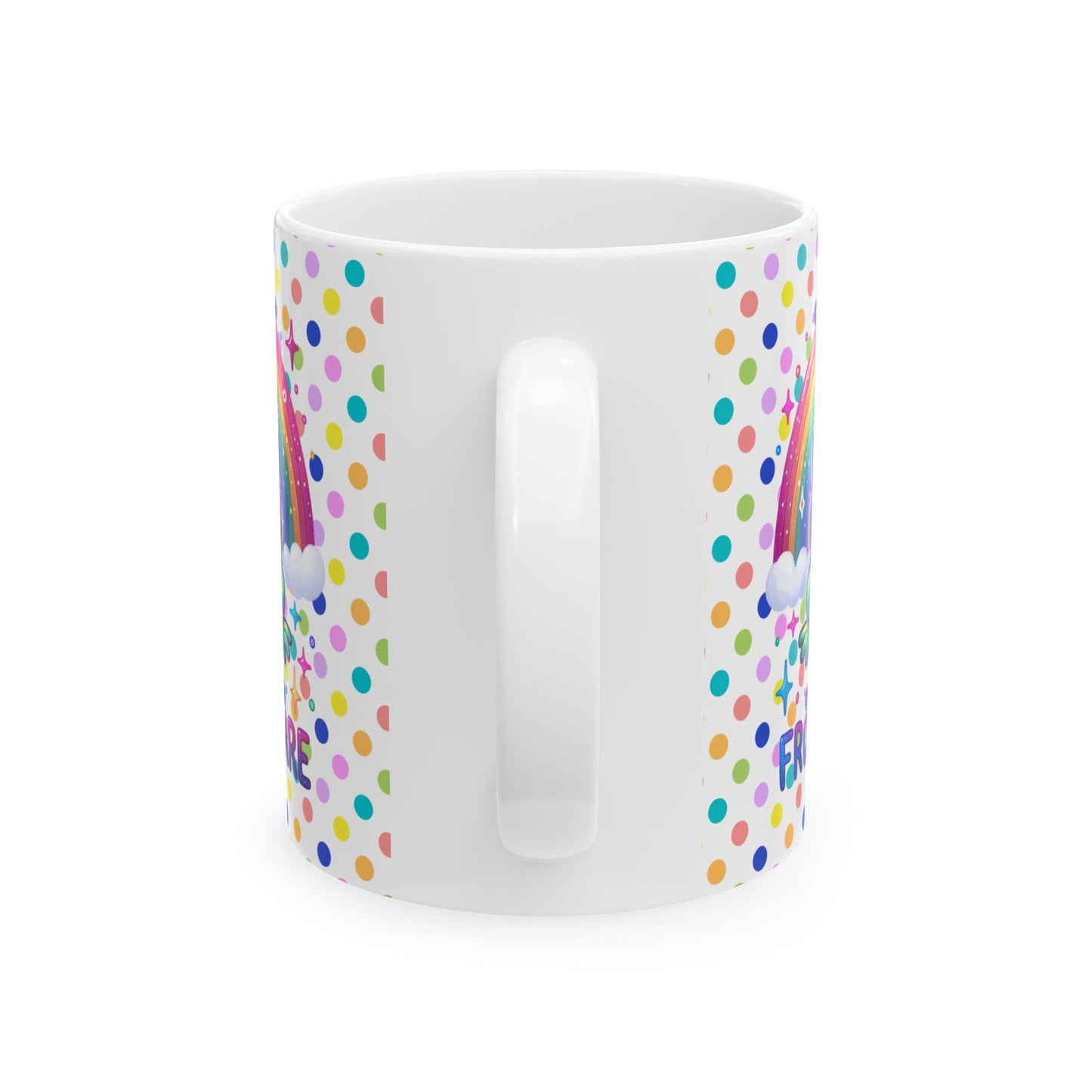 Whimsical Frog Ceramic Mug | Rainbow Polka Dot Design | Fun Gift Idea, Colorful Coffee Cup, Cute Home Decor,