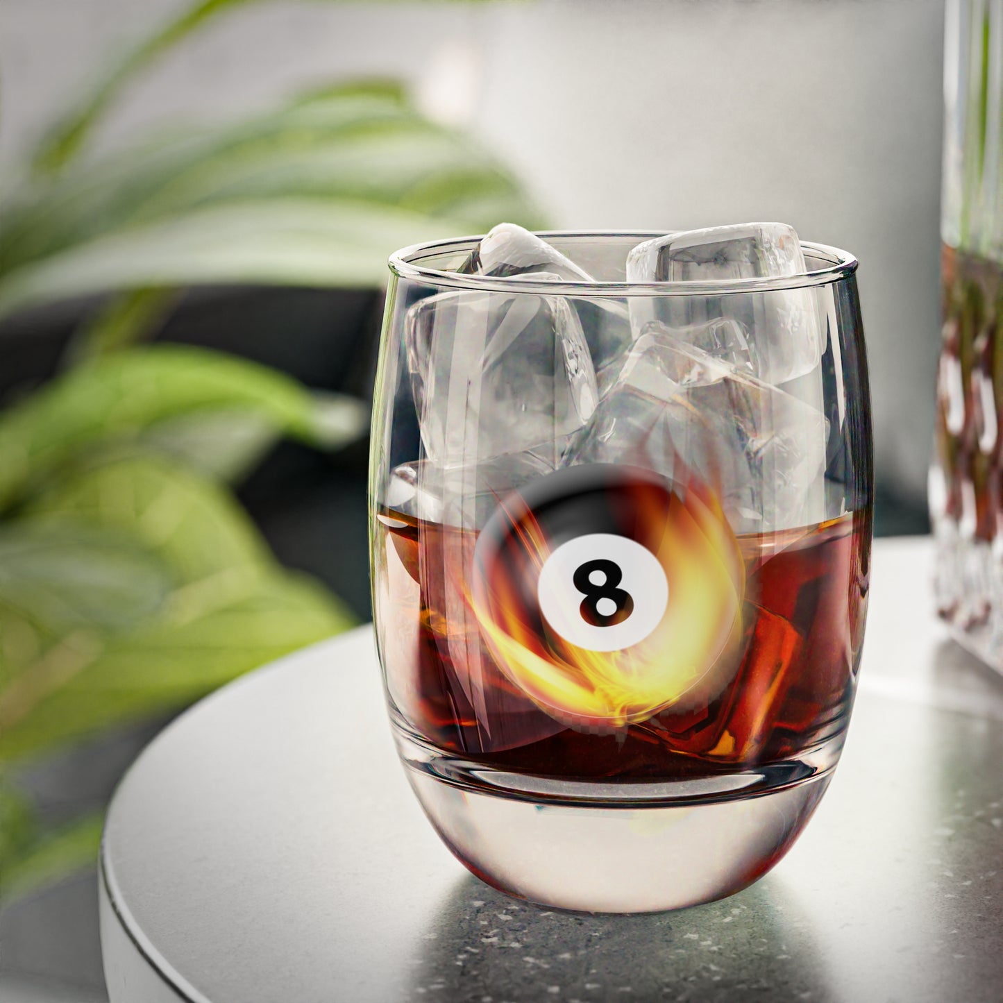 Flaming 8-Ball Whiskey Glass 6oz - Novelty Rocks Glass for Pool Players & Bar Gifts