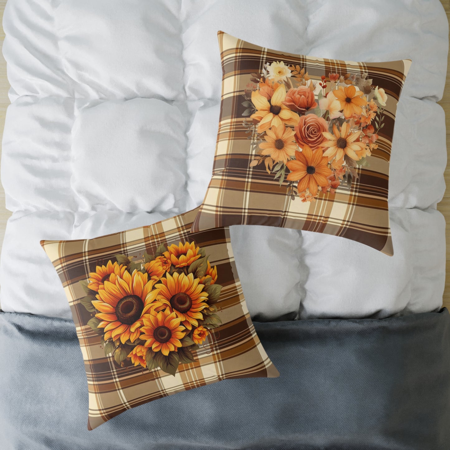 Fall Decor Square Poly Canvas Pillow, Beautiful Two-Sided Fall Decor Pillow for Home or Office, Stylish Fall Accent for Any Room