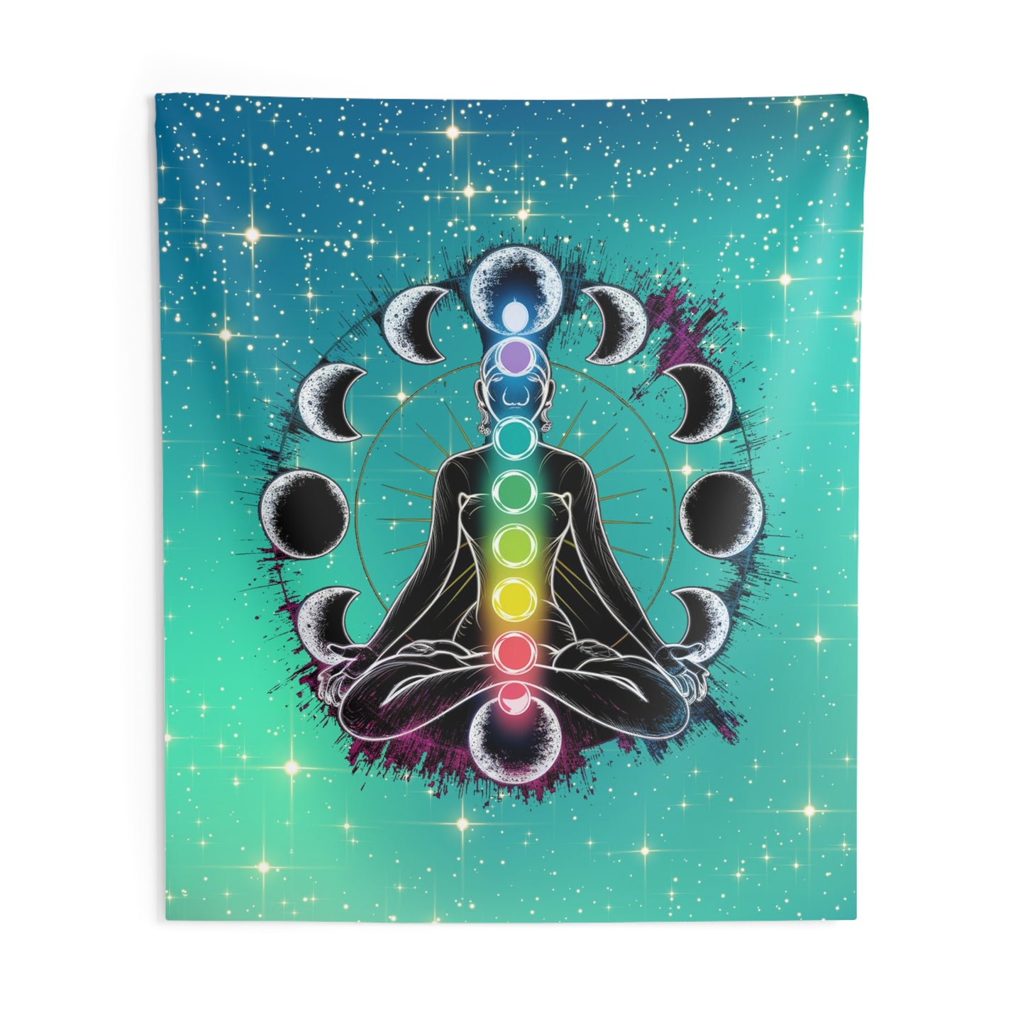 Chakra Meditation Wall Tapestry, Boho Room Decor, Spiritual Art, Zen Home Decor, Gift for Yoga Lovers