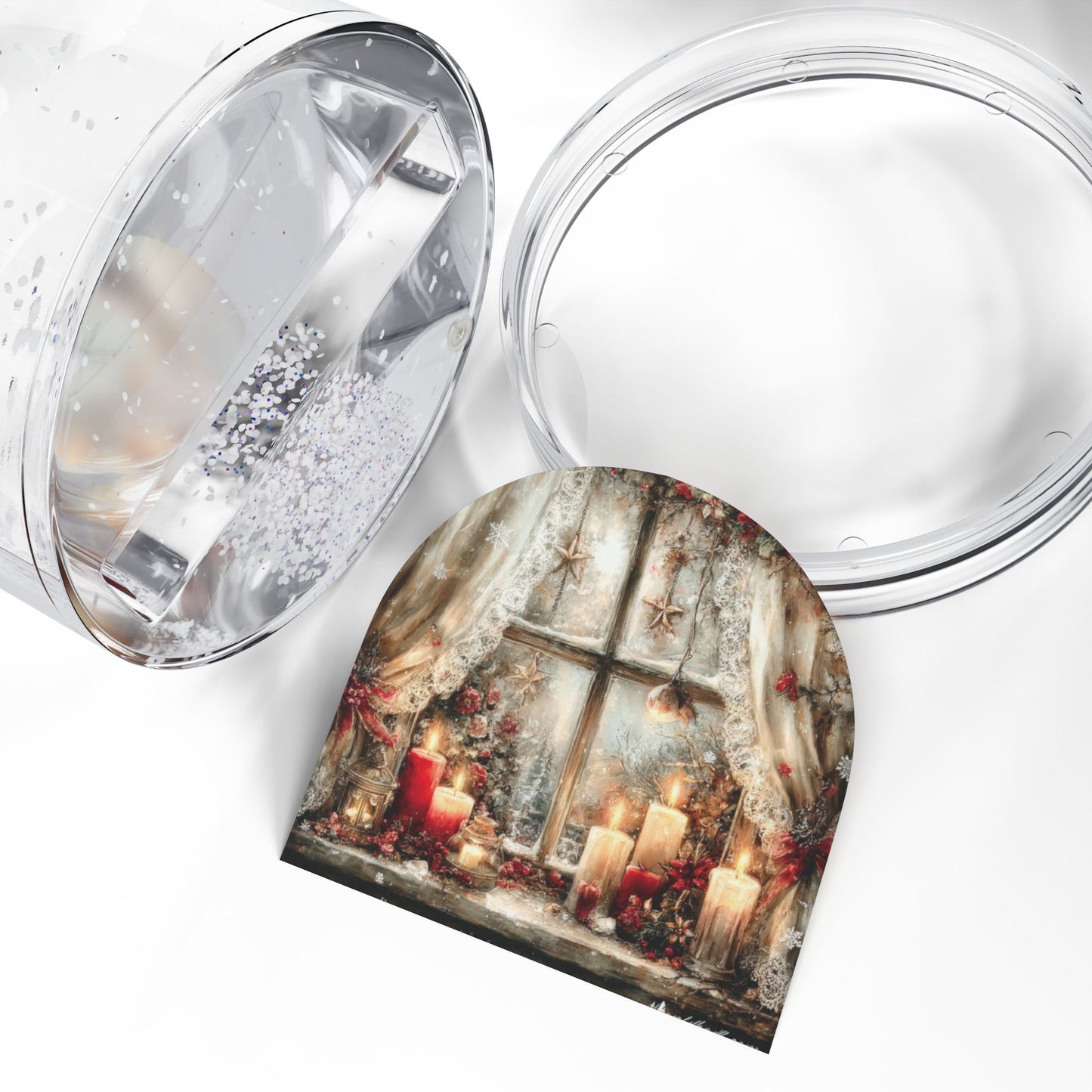 Festive Candlelit Window Snow Globe — Cozy Holiday Décor