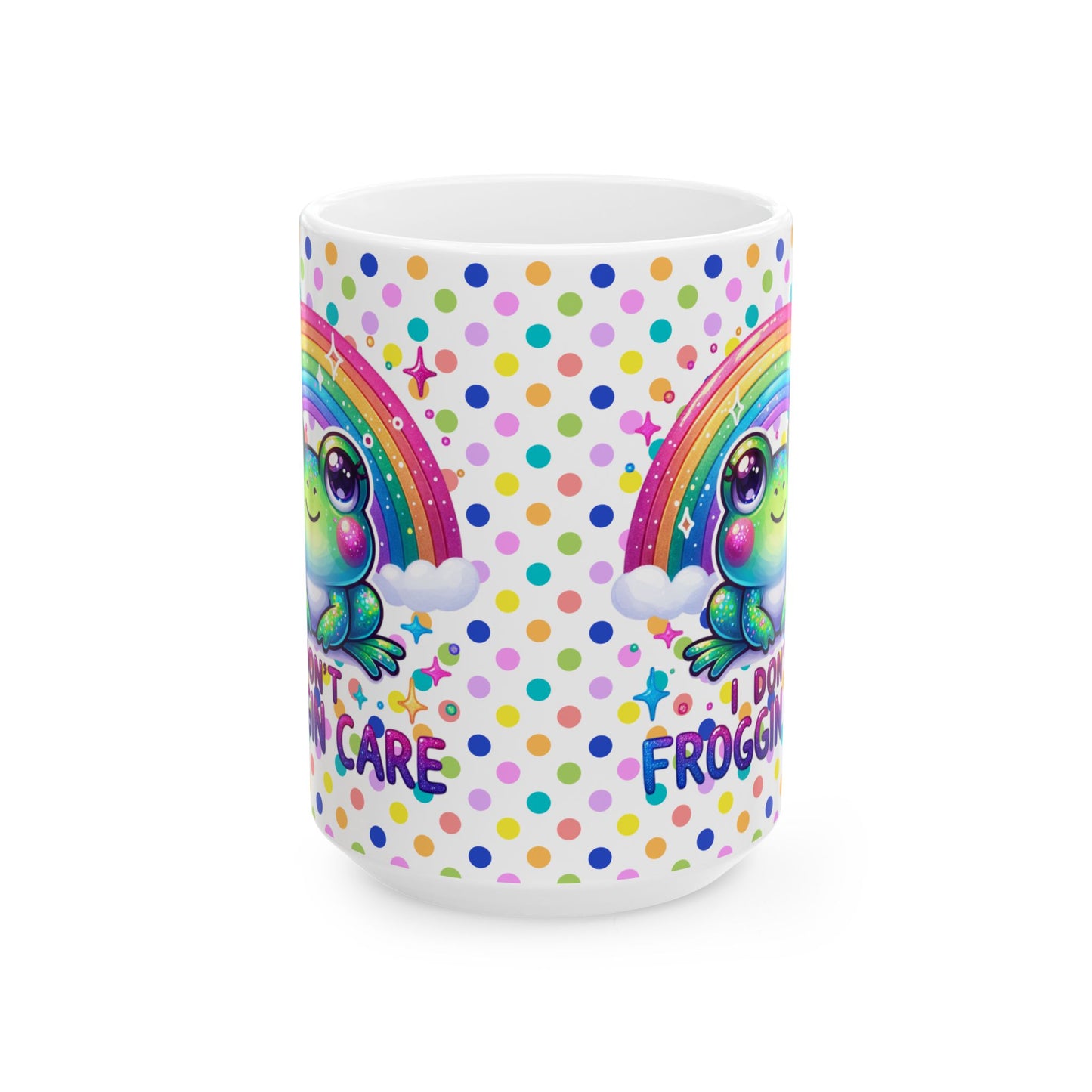 Whimsical Frog Ceramic Mug | Rainbow Polka Dot Design | Fun Gift Idea, Colorful Coffee Cup, Cute Home Decor,