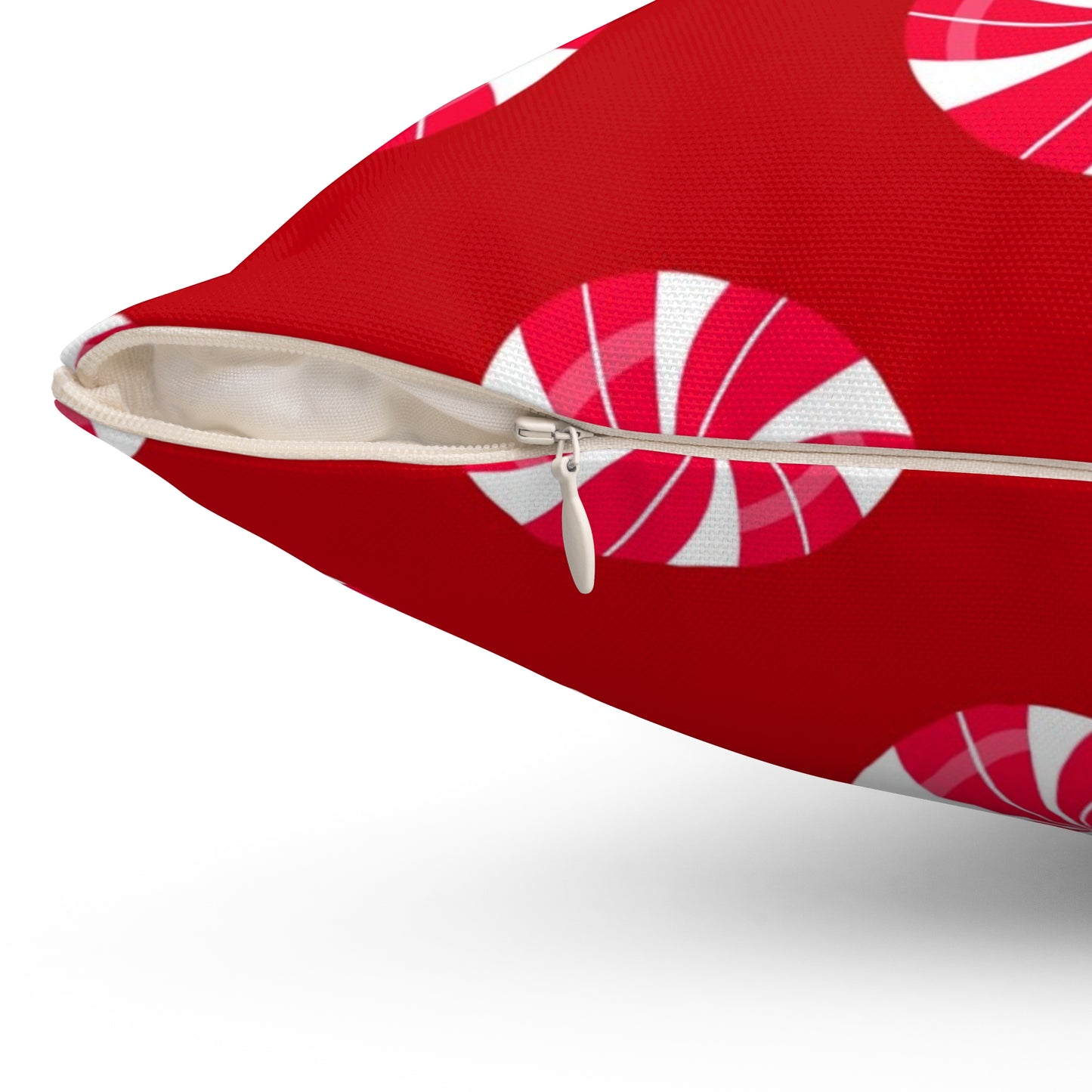 Holiday Theme Spun Polyester Square Pillow, Candy Cane Holiday Decor for any Home or Office, Fun Festive Decor for the Holidays.