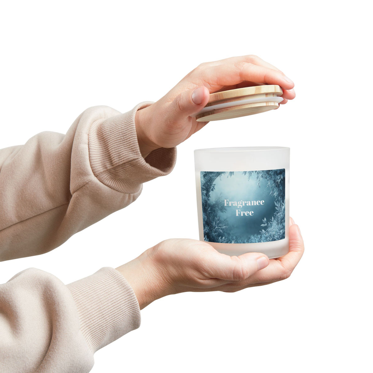 Vanilla Frosted Glass Candle – 11oz Scented Soy Candle with Wooden Lid