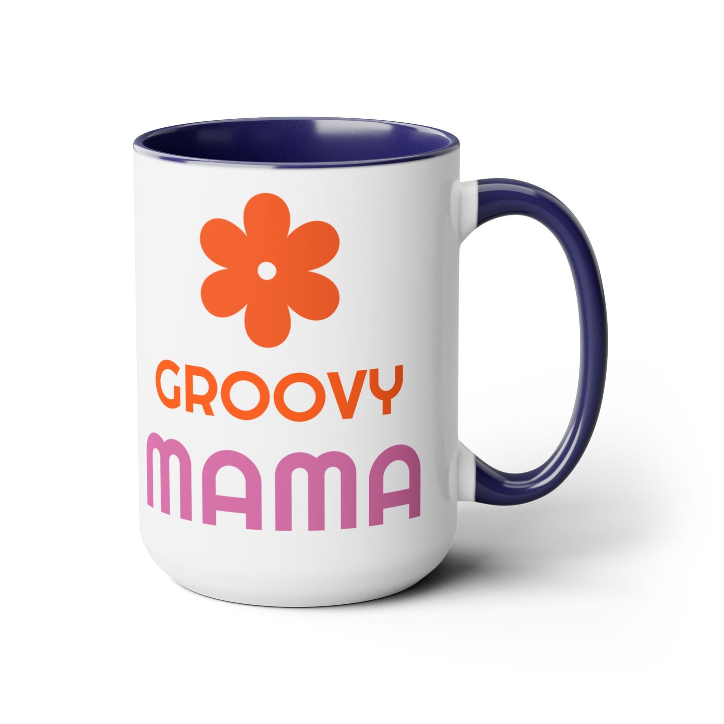 Hippie Theme Two-Tone Coffee Mugs, 15oz, Coffee, Tea, Hot Chocolate Lovers, Groovy Birthday or Any Occasion Gift Idea for Her, for Moms
