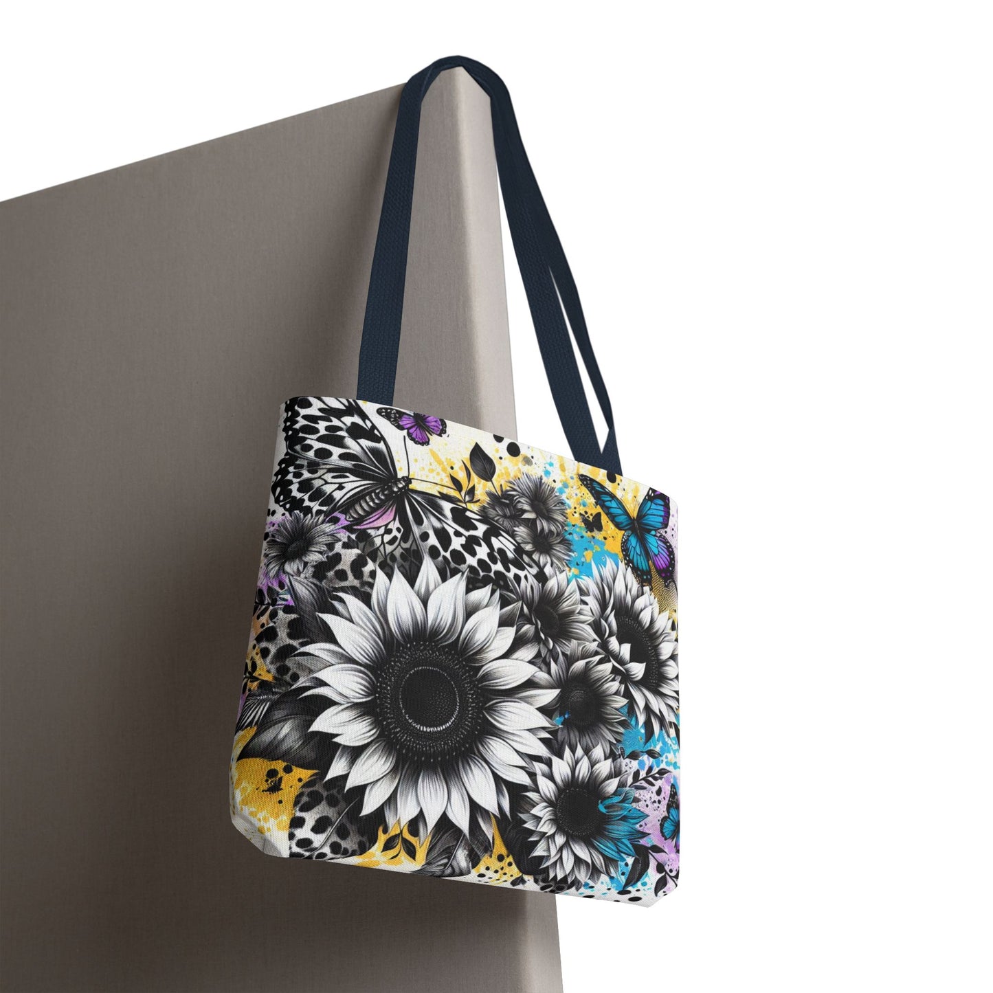 Sunflower & Butterflies Tote Bag — Color Splash Floral All-Over Print