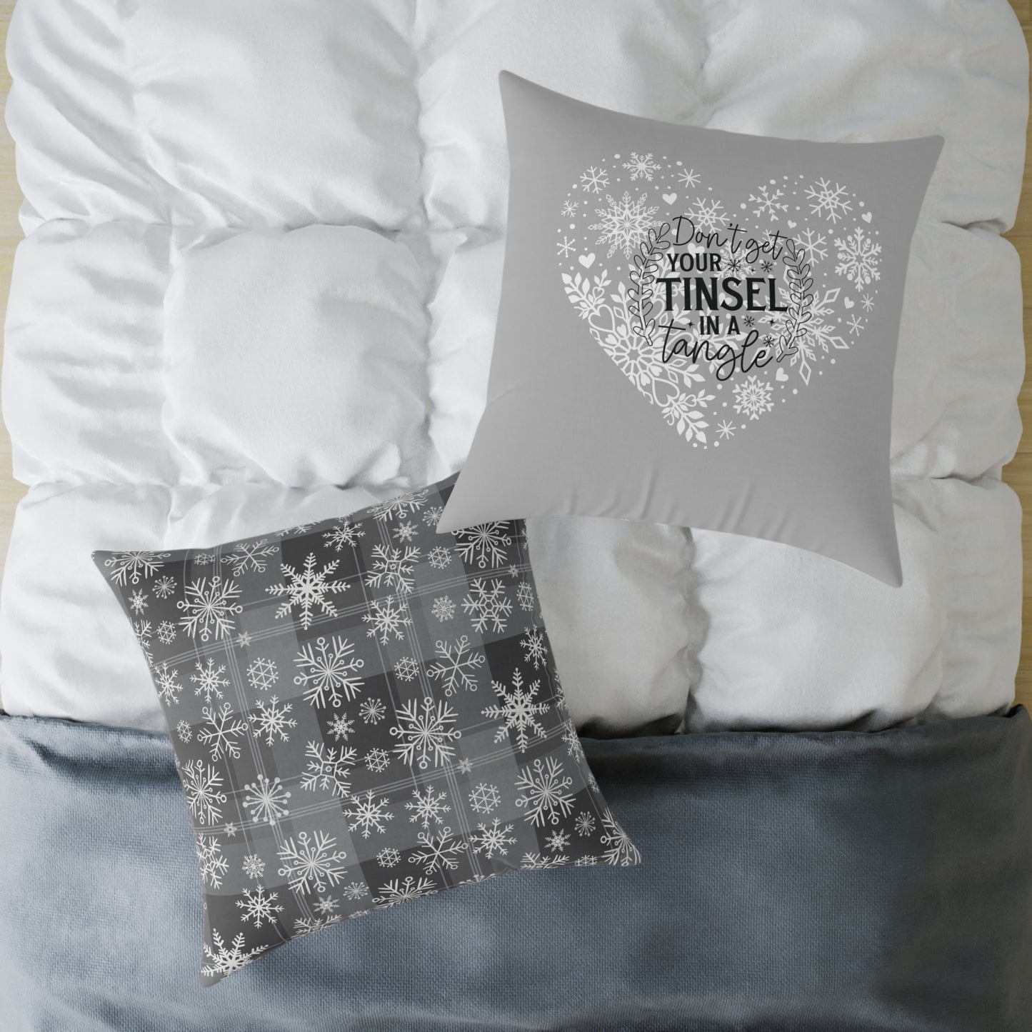 Holiday Funny Square Poly Canvas Pillow, Beautiful two-sided Holiday Decor. Holiday Humor for Home or Office, Accent for Any Room