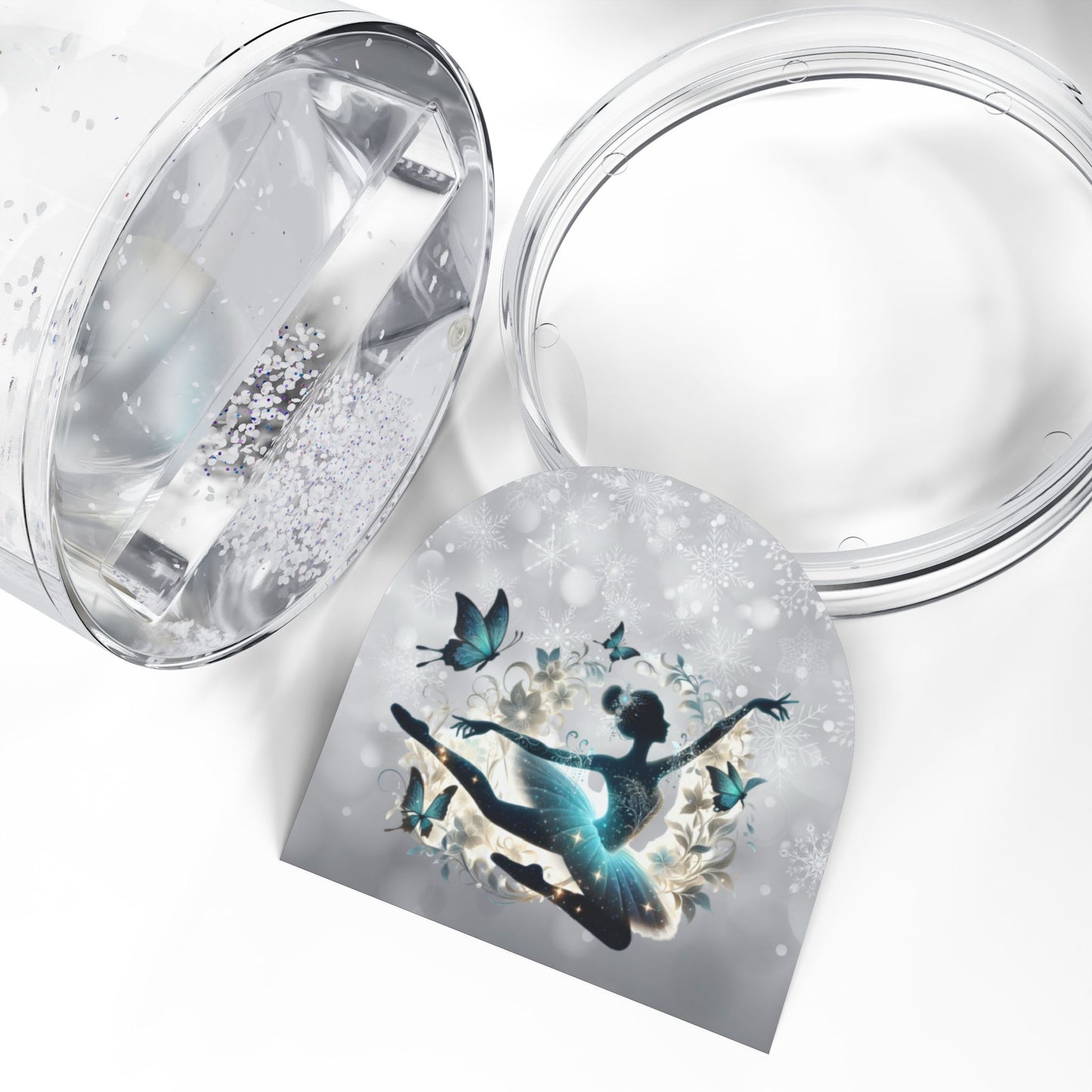 Ballet Snow Globe – Silhouette Ballerina with Butterflies Decorative Keepsake
