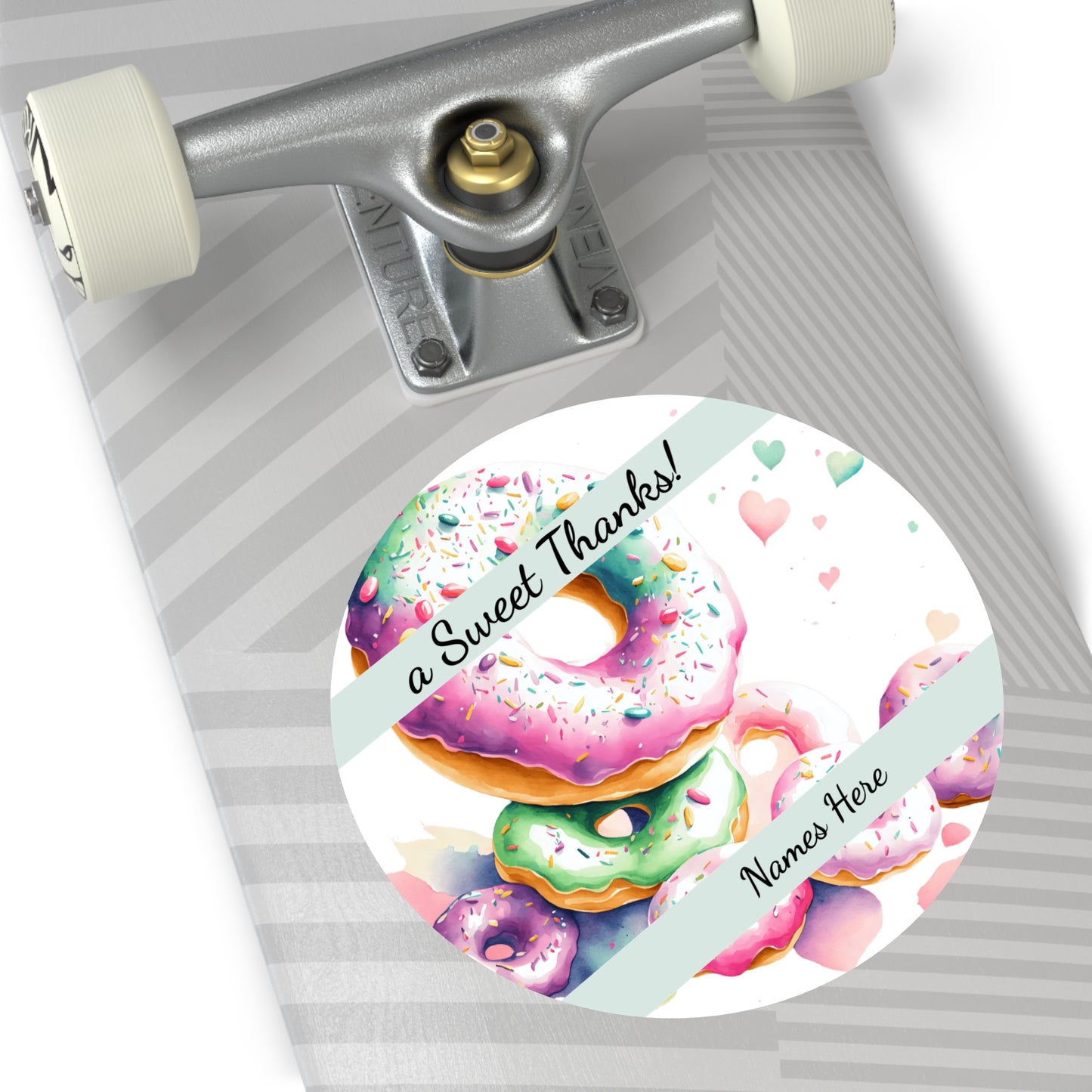 Sample Personalized Donut Round Vinyl Stickers | Sweet Thanks, Gift Labels, Party Favors, Wedding Decor, Custom Stickers
