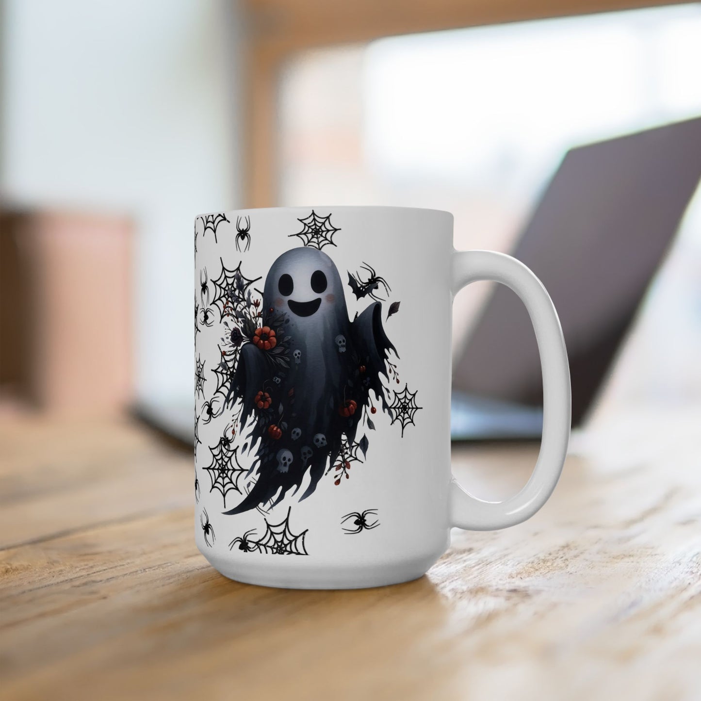 Spooky Cute Ghost Halloween Ceramic Mug, Coffee Cup for Autumn Decor, Gift for Witch Lovers, Tea Mug for Haunting Vibes, 11oz or 15oz Options