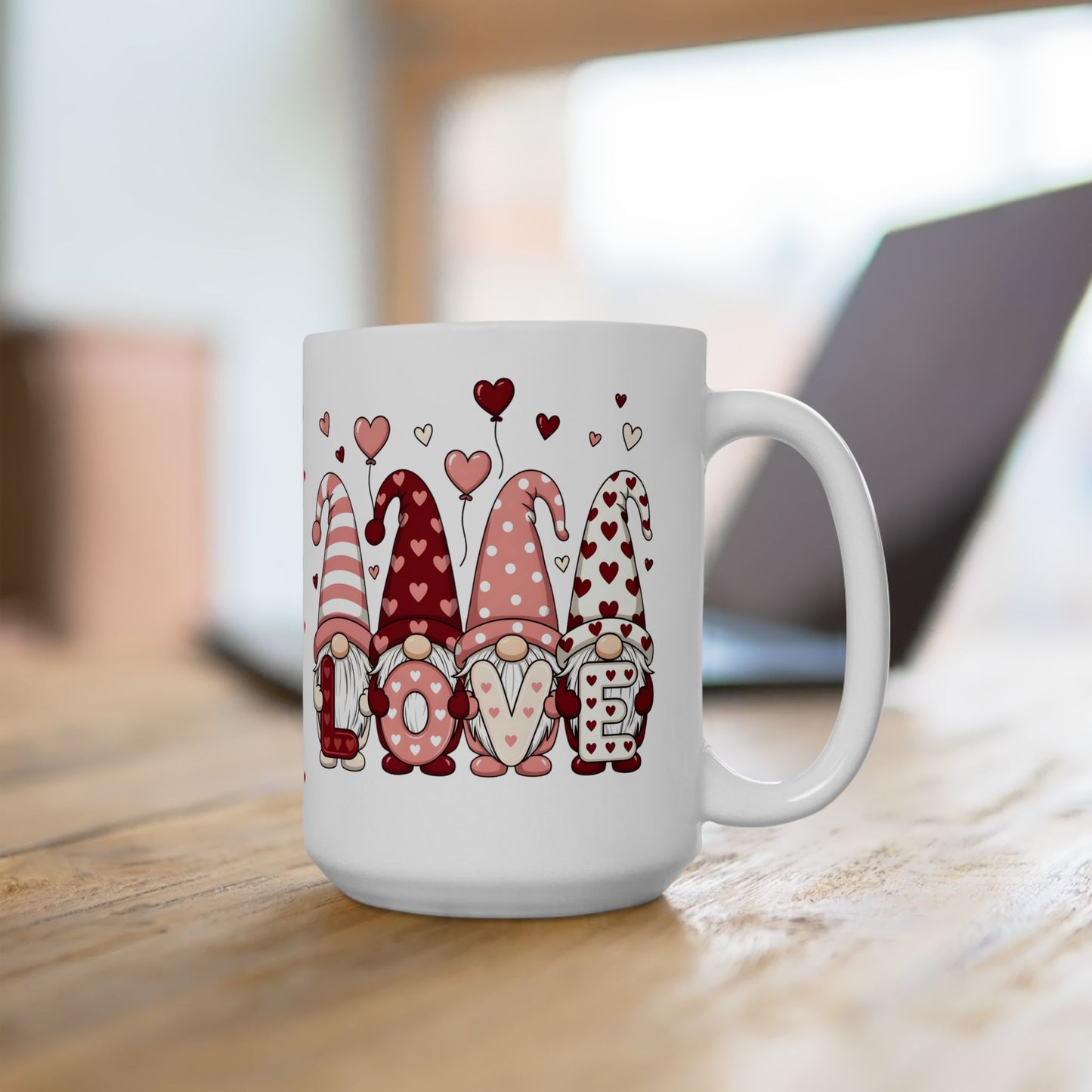 Valentine Gnome Mug (11oz, 15oz) — XOXO Heart Coffee Cup