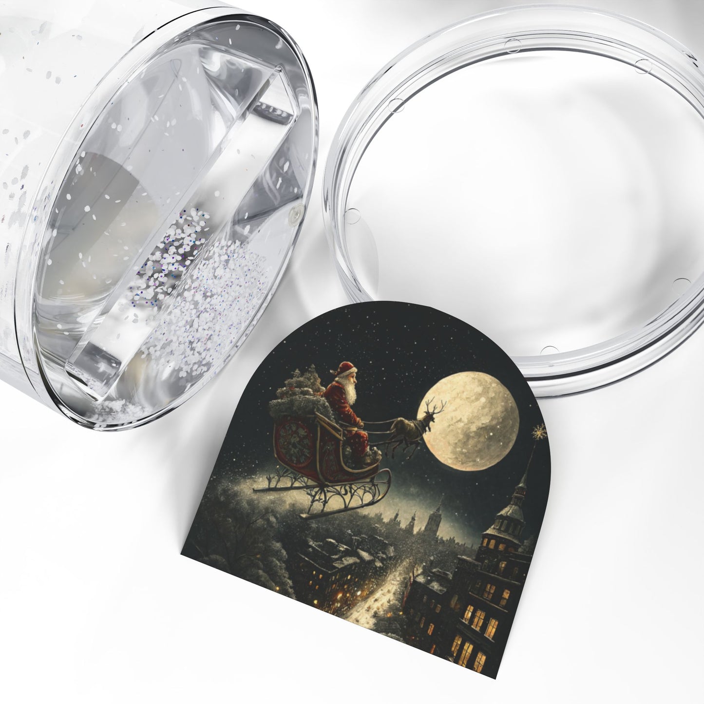 Santa Night Snow Globe – Moonlight Sleigh Christmas