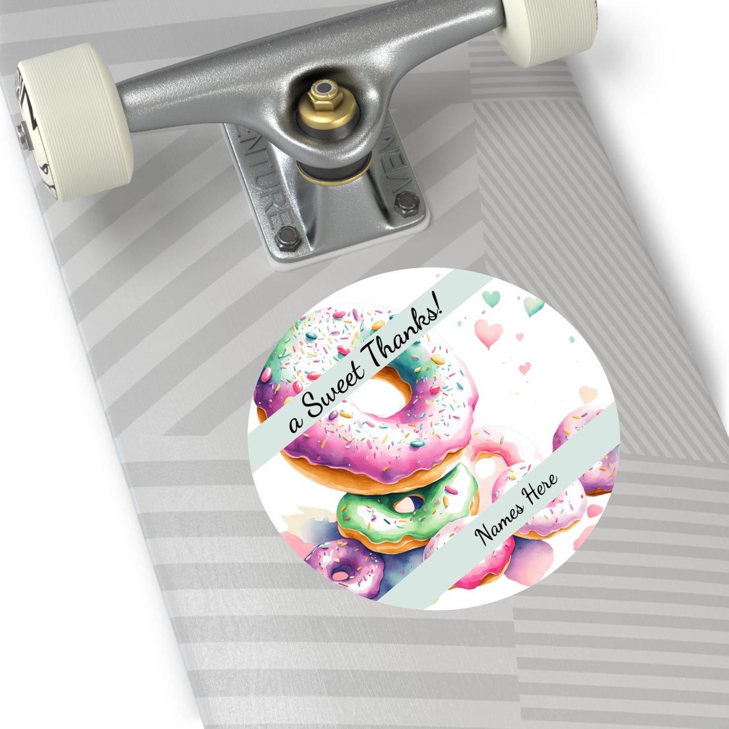 Sample Personalized Donut Round Vinyl Stickers | Sweet Thanks, Gift Labels, Party Favors, Wedding Decor, Custom Stickers