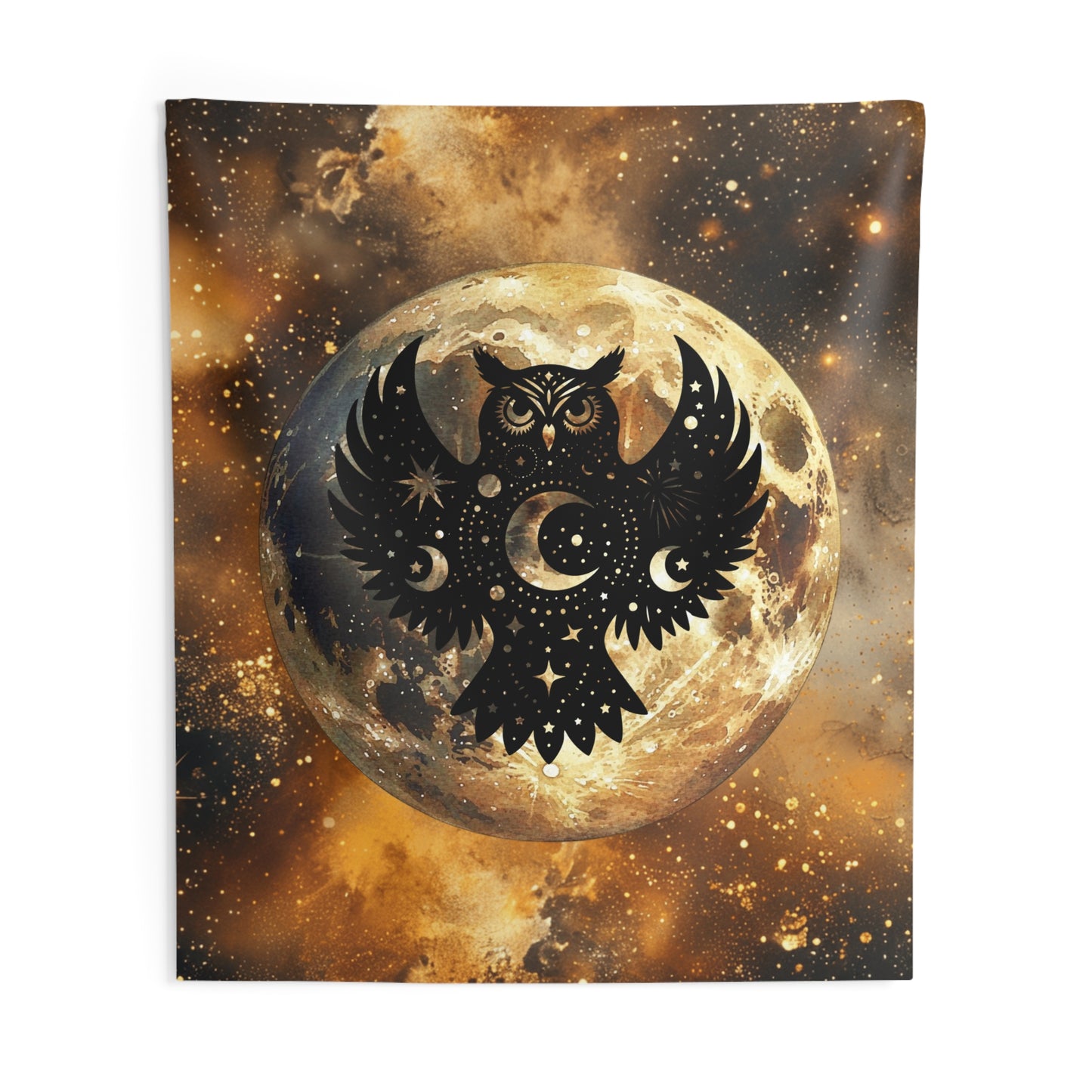 Celestial Owl Wall Tapestry, Cosmic Decor, Bohemian Wall Art, Witchy Home Decor, Mystical Tapestry
