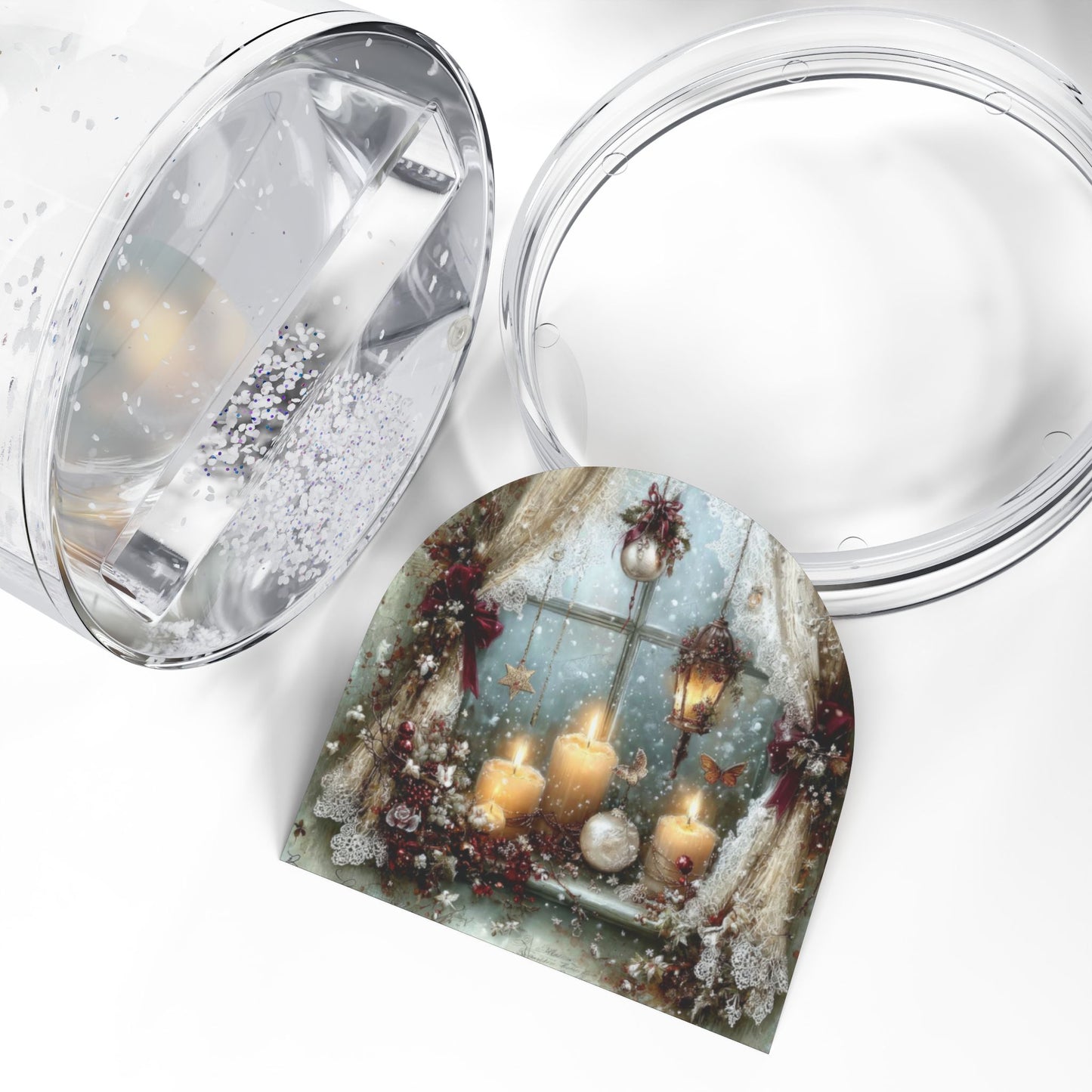 Snow Globe — Cozy Candlelit Window Holiday Snow Globe