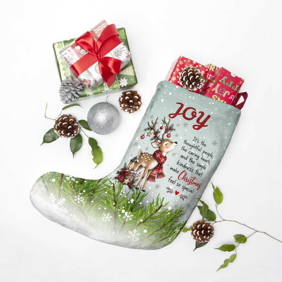 Personalizable Christmas Stocking - Christmas Reindeer Stocking