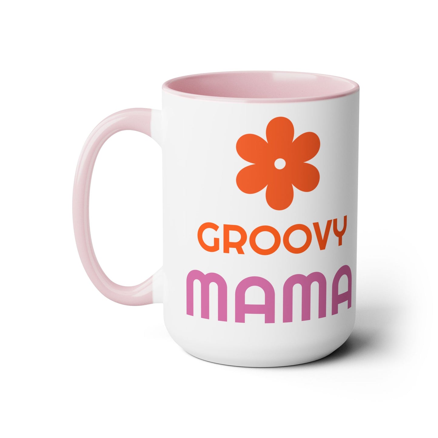 Hippie Theme Two-Tone Coffee Mugs, 15oz, Coffee, Tea, Hot Chocolate Lovers, Groovy Birthday or Any Occasion Gift Idea for Her, for Moms
