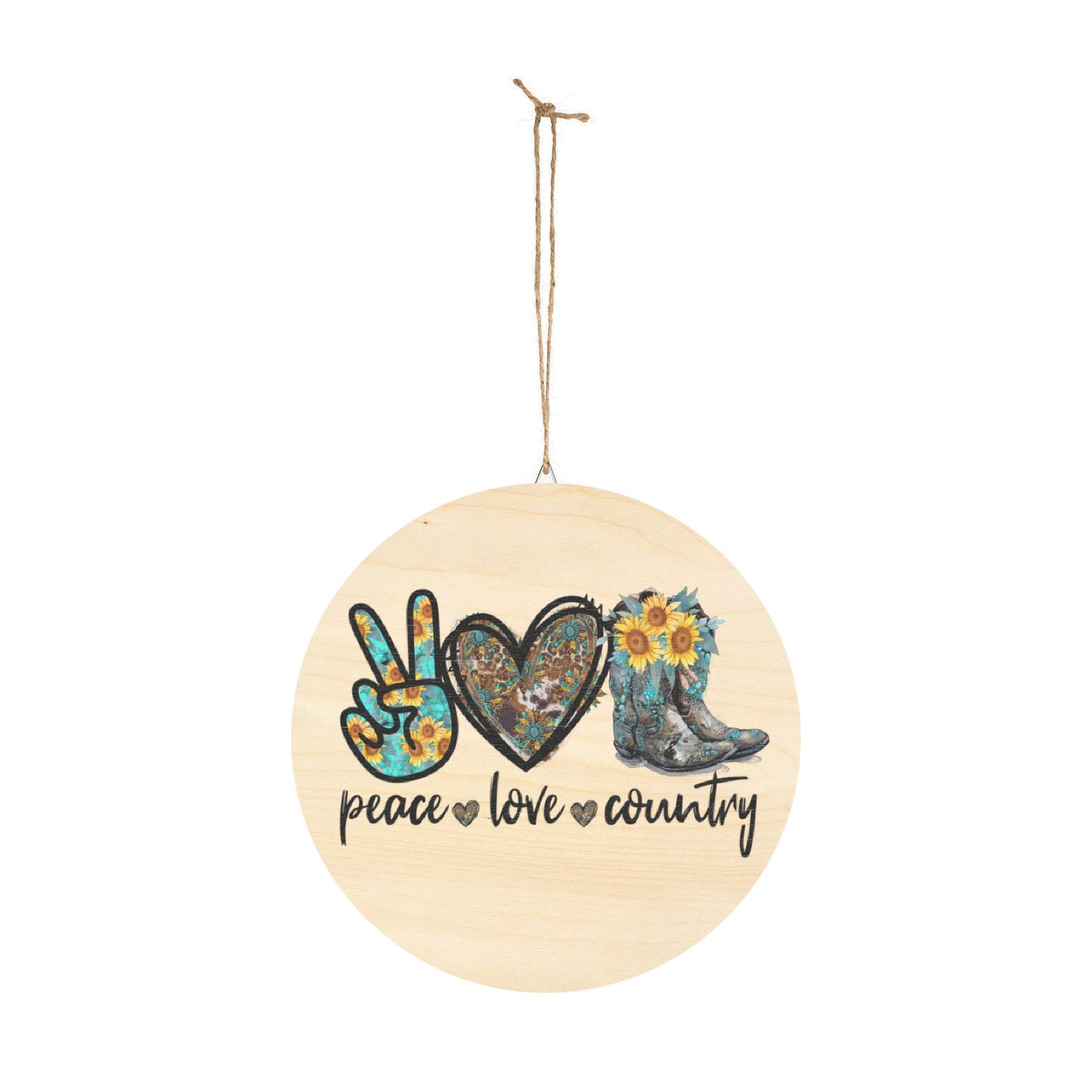 Country Rustic Charm Wood Sign - Peace Lovers Country Life Home Office Decor Gift