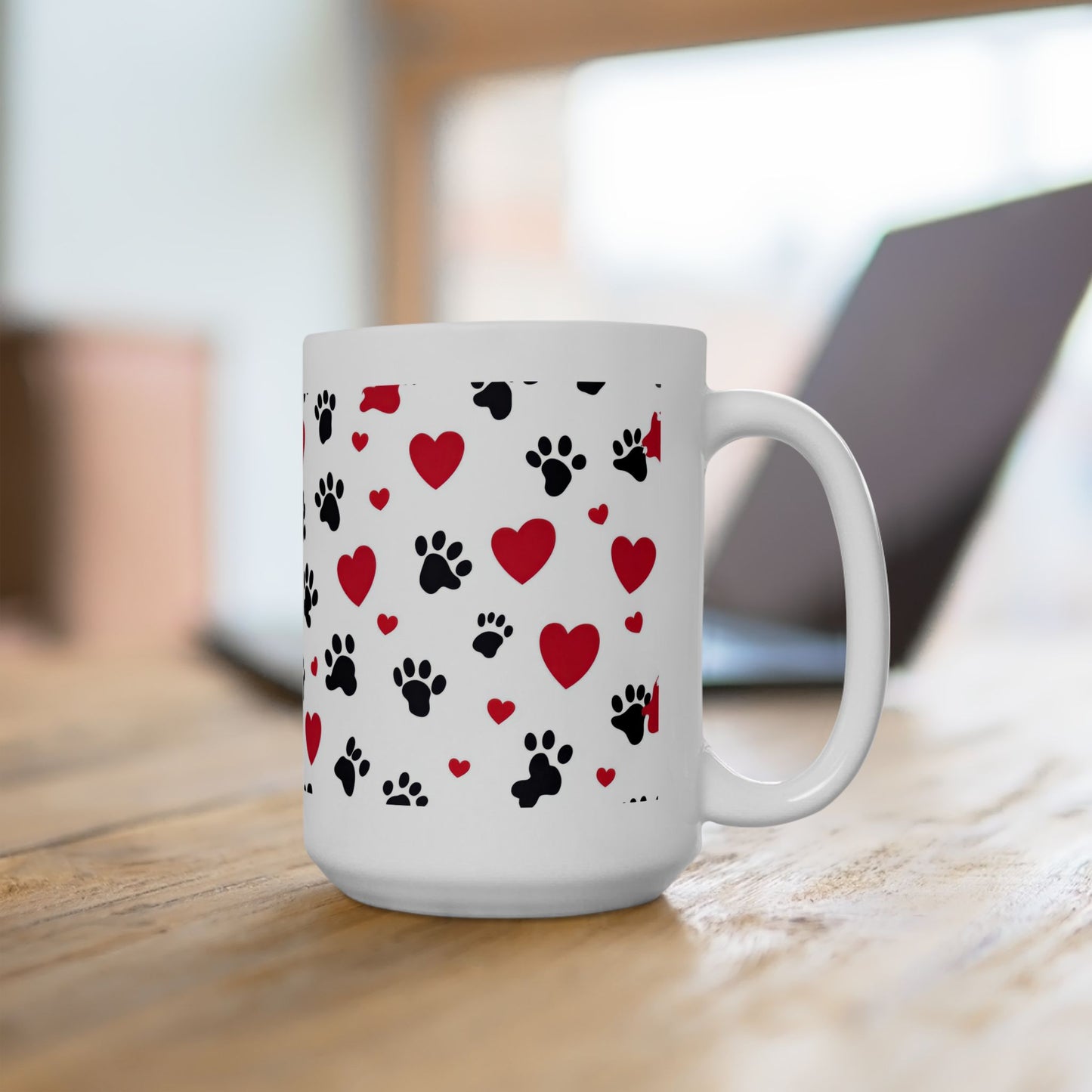 Valentine Paw Print Ceramic Mug – I Love My Furry Valentine (11oz & 15oz)