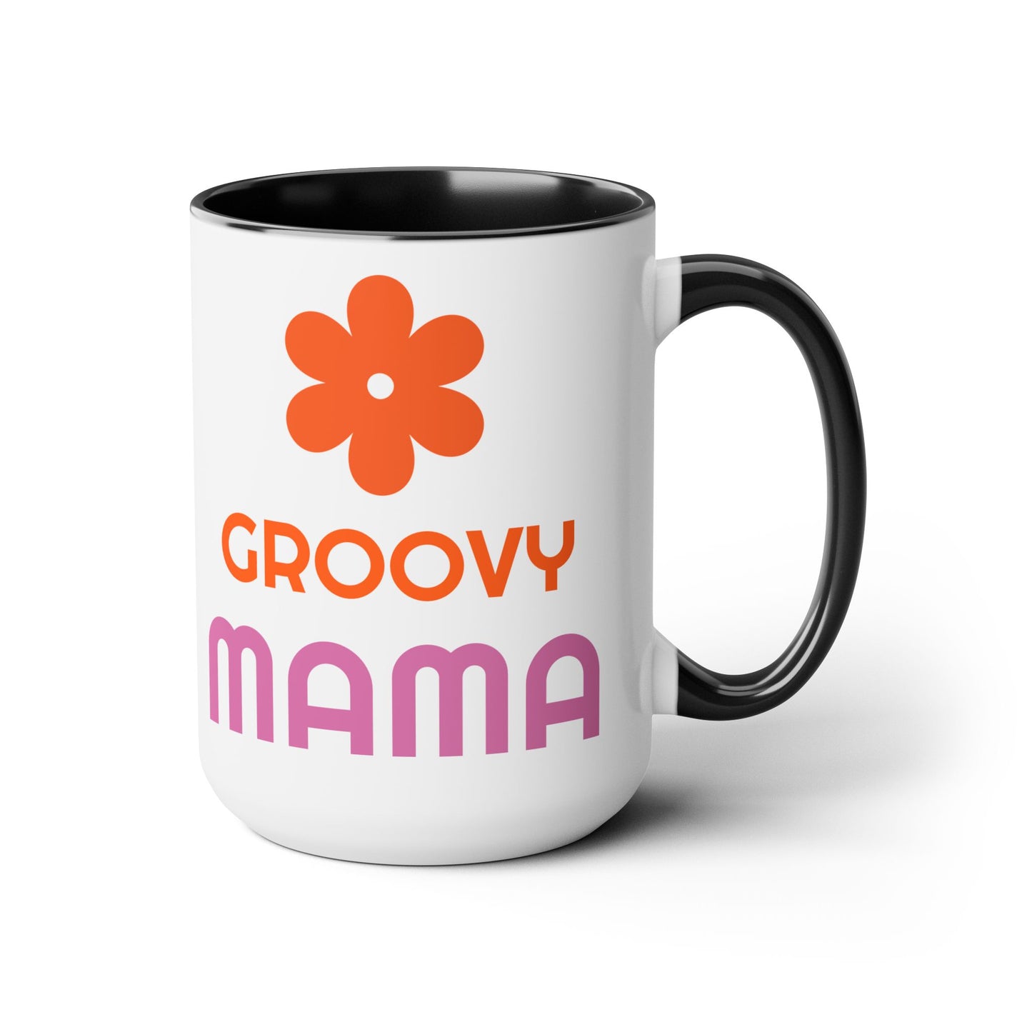 Hippie Theme Two-Tone Coffee Mugs, 15oz, Coffee, Tea, Hot Chocolate Lovers, Groovy Birthday or Any Occasion Gift Idea for Her, for Moms