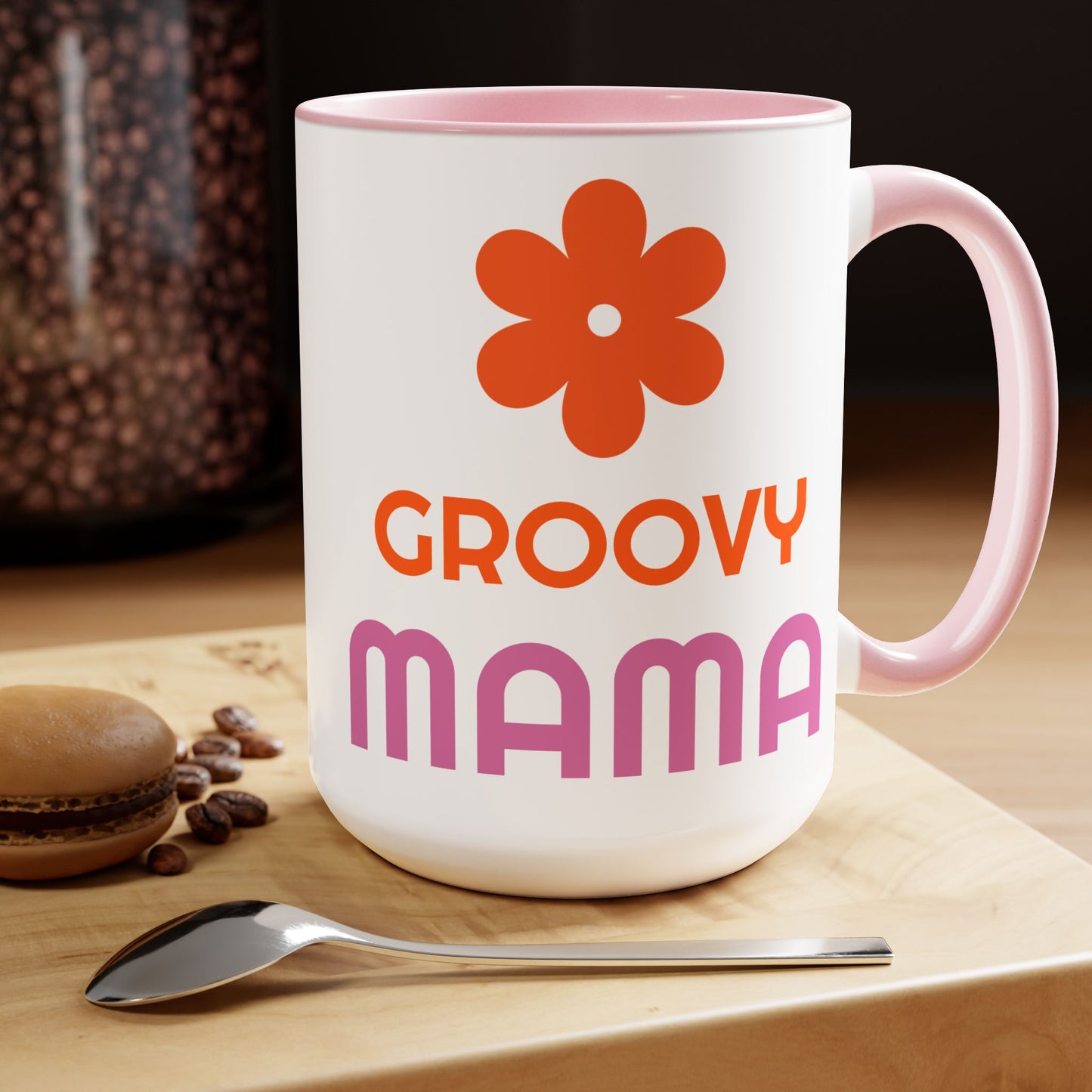 Hippie Theme Two-Tone Coffee Mugs, 15oz, Coffee, Tea, Hot Chocolate Lovers, Groovy Birthday or Any Occasion Gift Idea for Her, for Moms