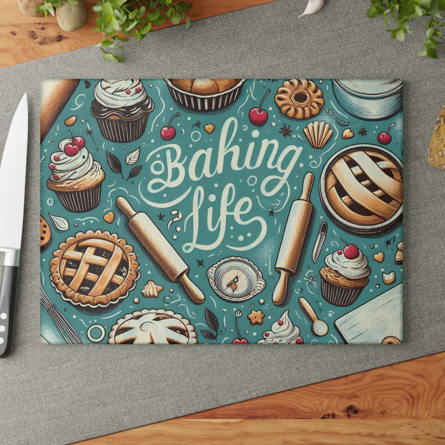 Baking Life Glass Cutting Board