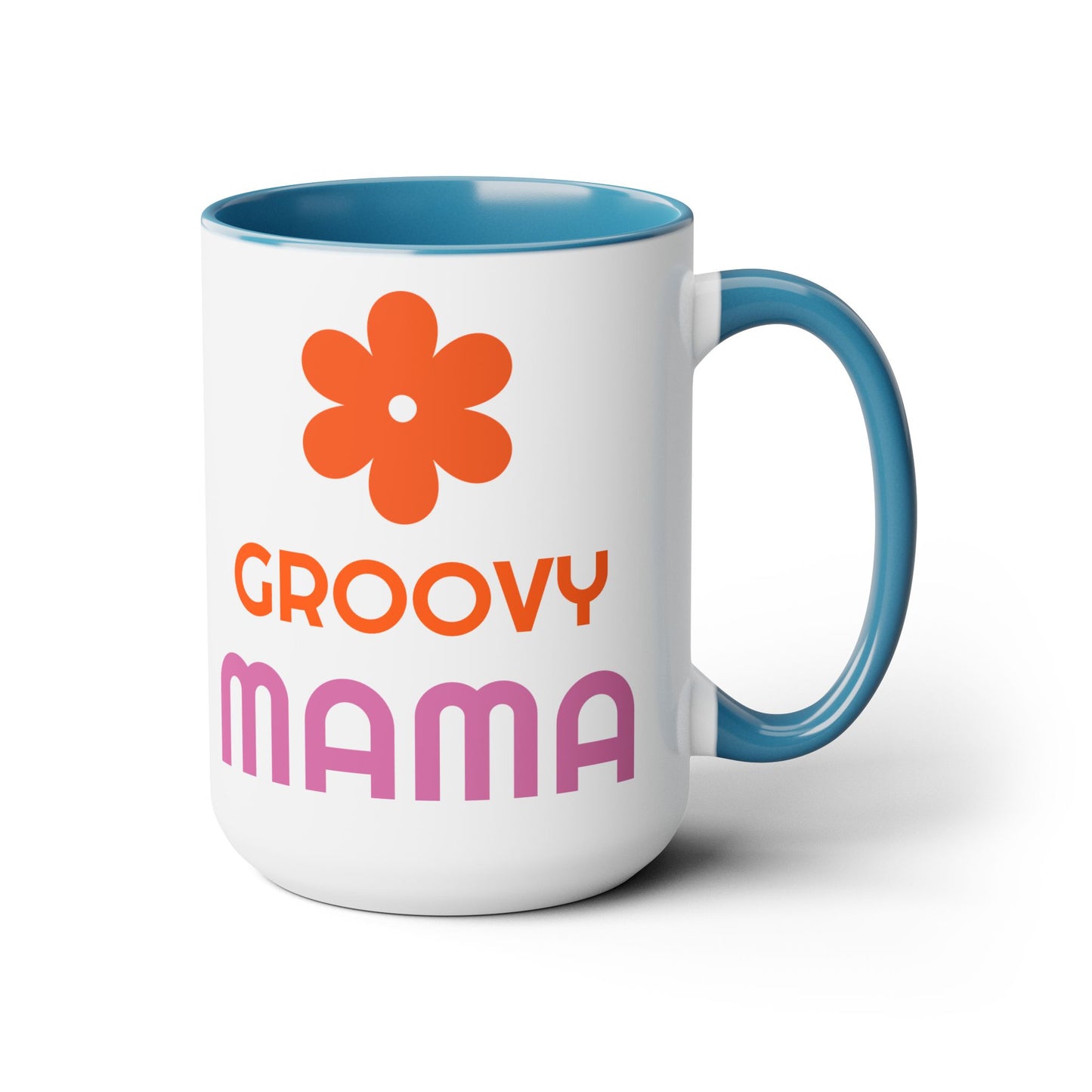 Hippie Theme Two-Tone Coffee Mugs, 15oz, Coffee, Tea, Hot Chocolate Lovers, Groovy Birthday or Any Occasion Gift Idea for Her, for Moms