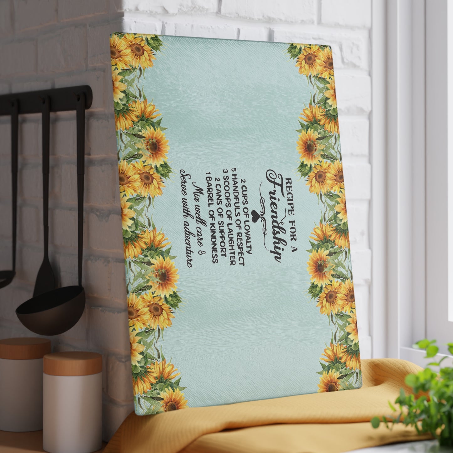 Glass Cutting Board Friendship Quote, Home Kitchen Essential, Friends Who Love To Cook, Housewarming Gift Idea, Friendship for Him or Her