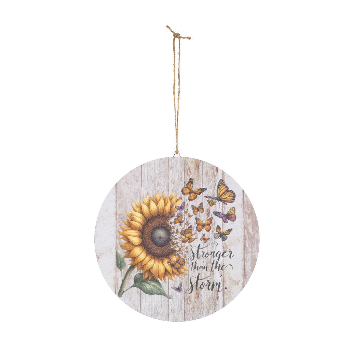 Rustic Charm Wood Sign Decor Sunflower with Butterflies Sublimation Inspirational Quote