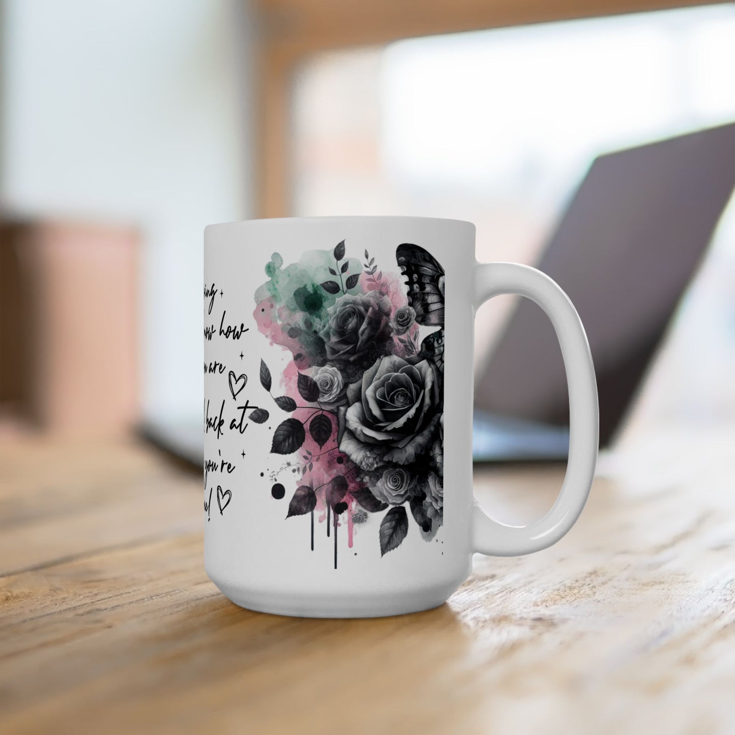 Inspirational Floral Butterflies Ceramic Mug - Keep Going Encouragement Gift