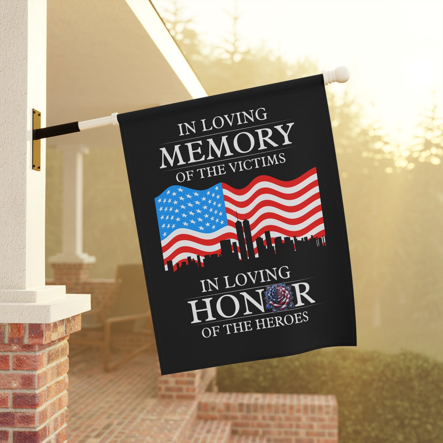 Patriotic Banner - Memorial Garden Flag, Remembrance Flag, USA Hero Tribute, Outdoor Decor, 9/11 Commemoration, Garden Sign