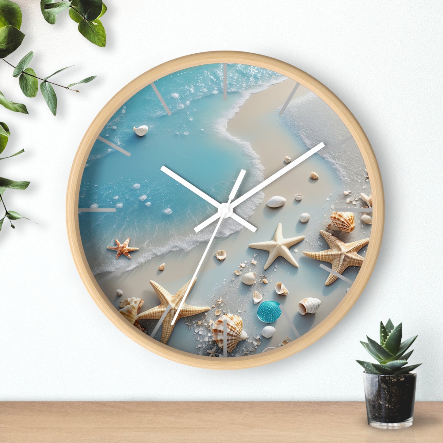 Coastal Serenity Wall Clock - Beach Inspired Home Decor with Seashells