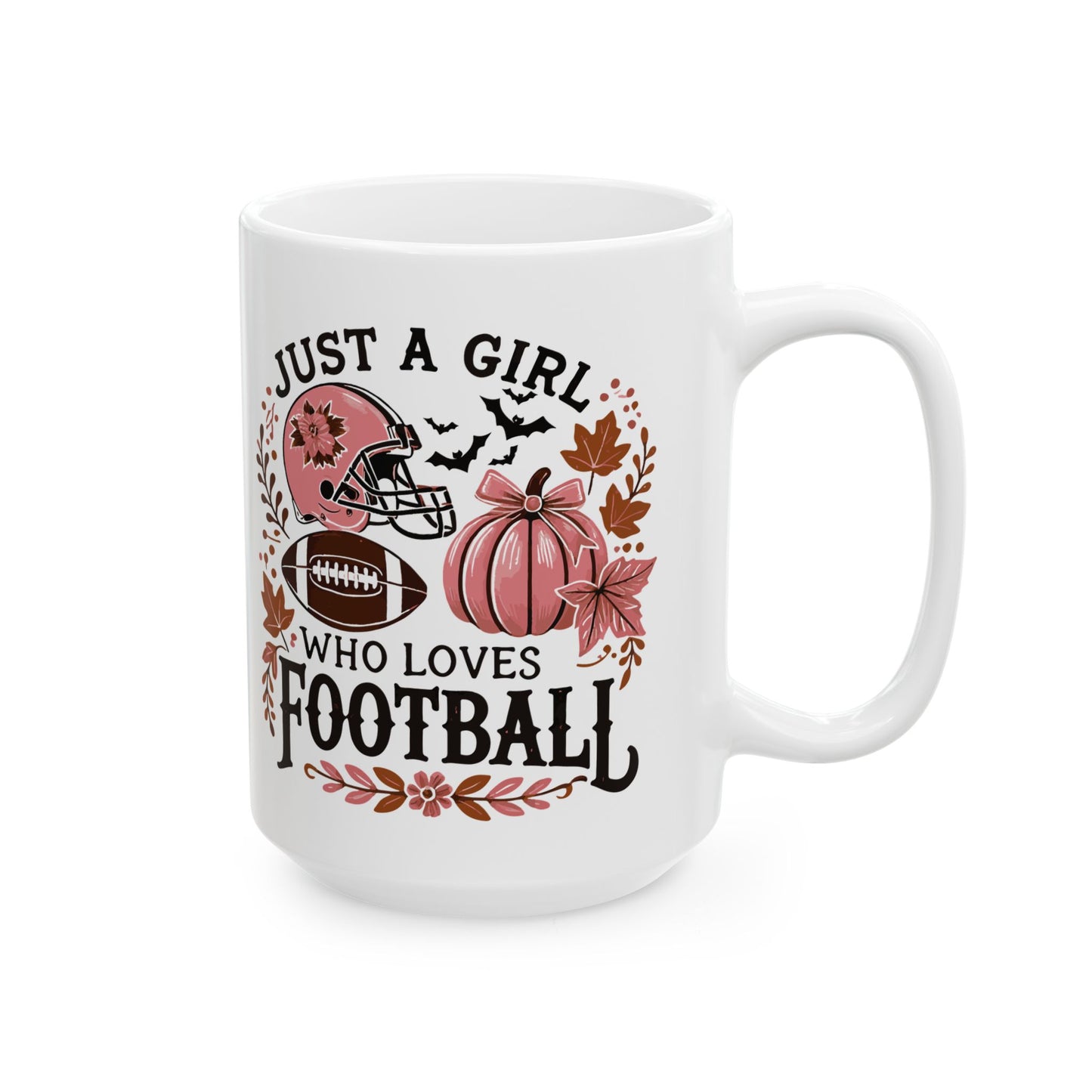 Football Theme For Her Ceramic Mug, (11oz, 15oz), Cute Football Quote for Her, Coffee, Tea, Hot Chocolate Lovers, Football Lovers, Great Gift Idea for Her