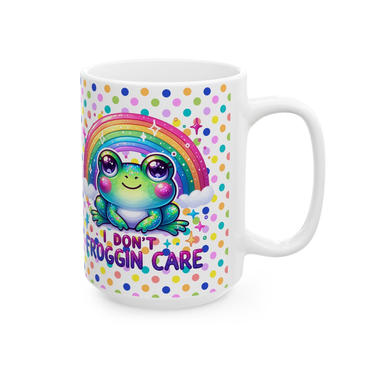 Whimsical Frog Ceramic Mug | Rainbow Polka Dot Design | Fun Gift Idea, Colorful Coffee Cup, Cute Home Decor,