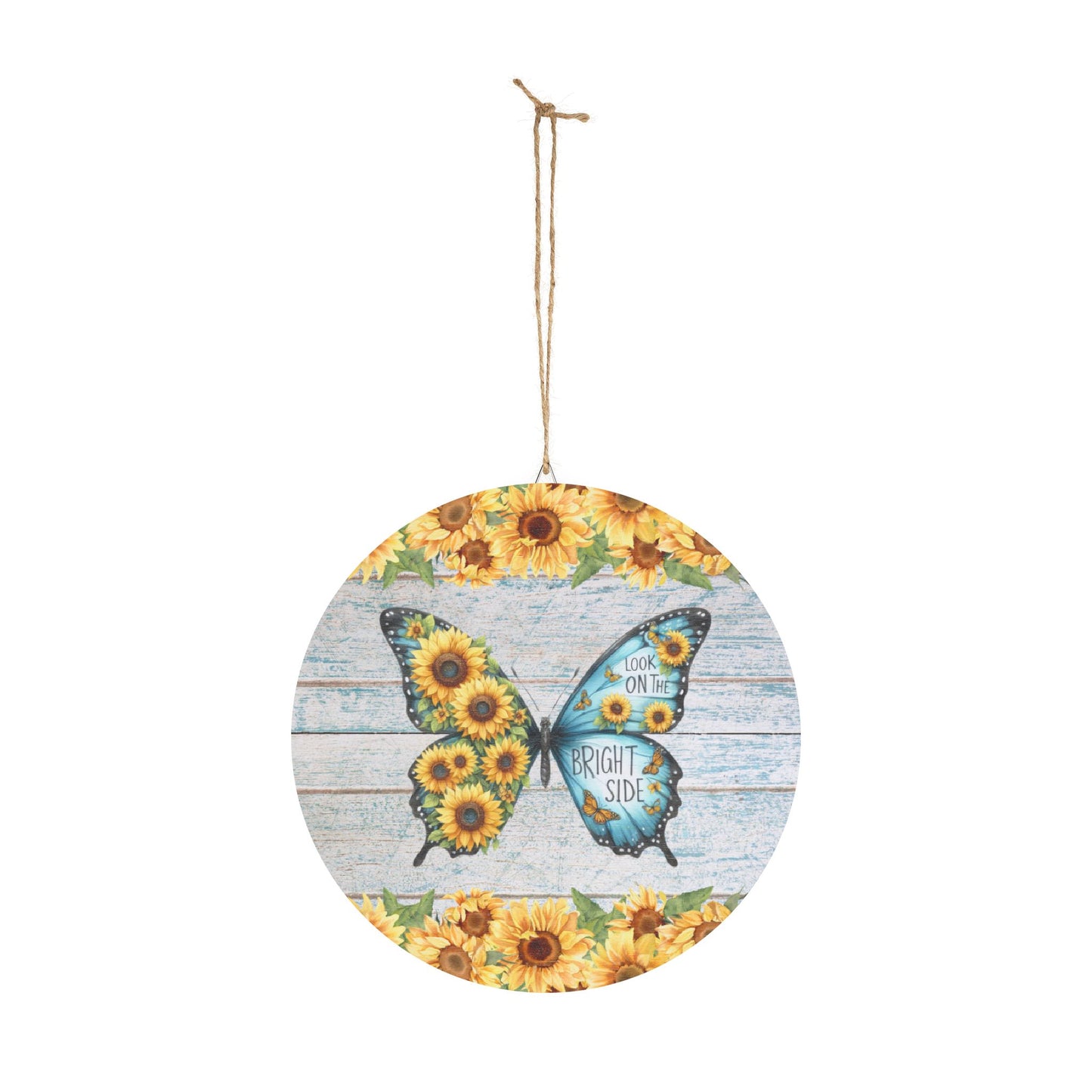 Rustic Charm Butterfly With Sunflowers Wood Signs - "Look On The Bright Side"
