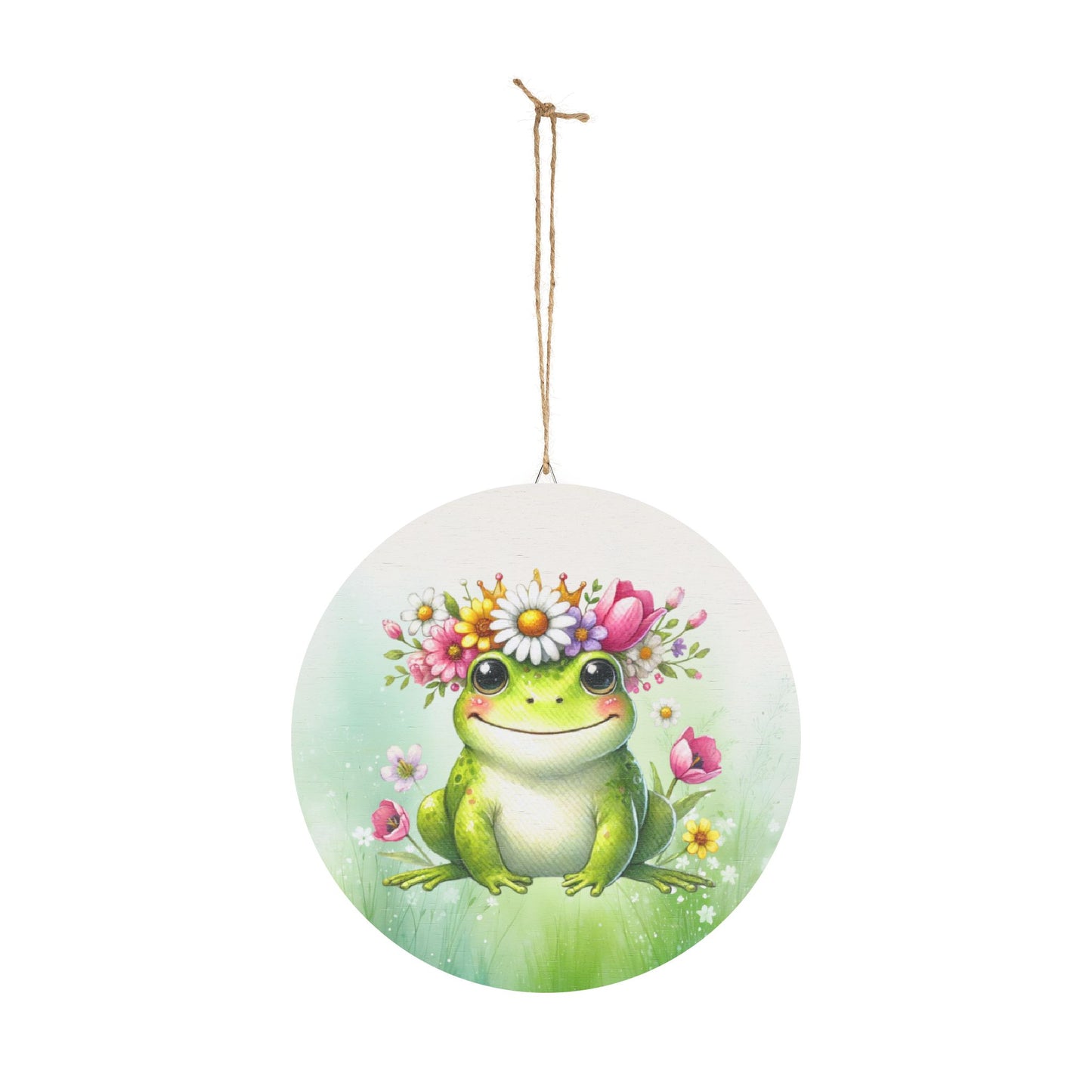 Rustic Charm Whimsical Frog Floral Print Wood Sign - Rustic Charm Decor