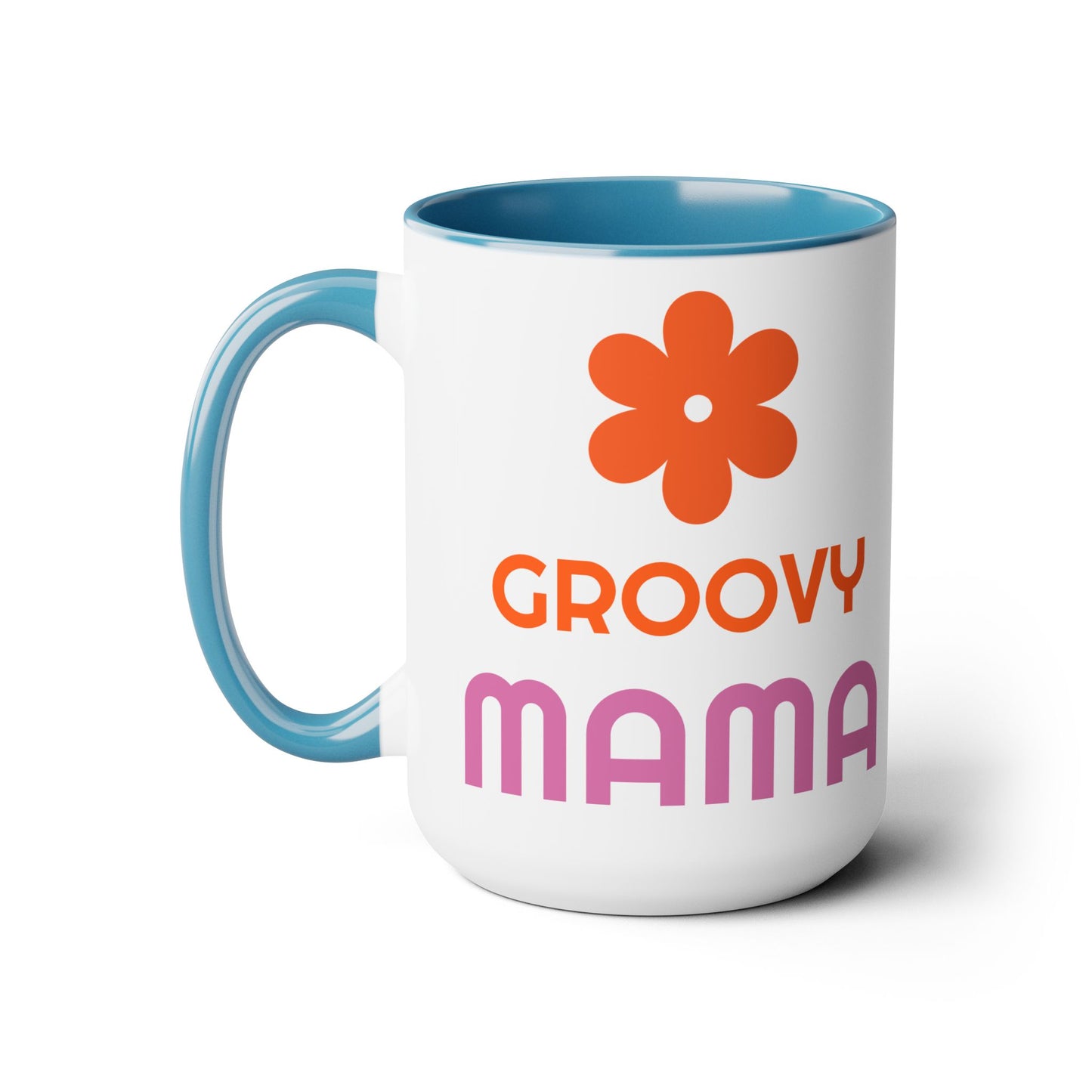 Hippie Theme Two-Tone Coffee Mugs, 15oz, Coffee, Tea, Hot Chocolate Lovers, Groovy Birthday or Any Occasion Gift Idea for Her, for Moms