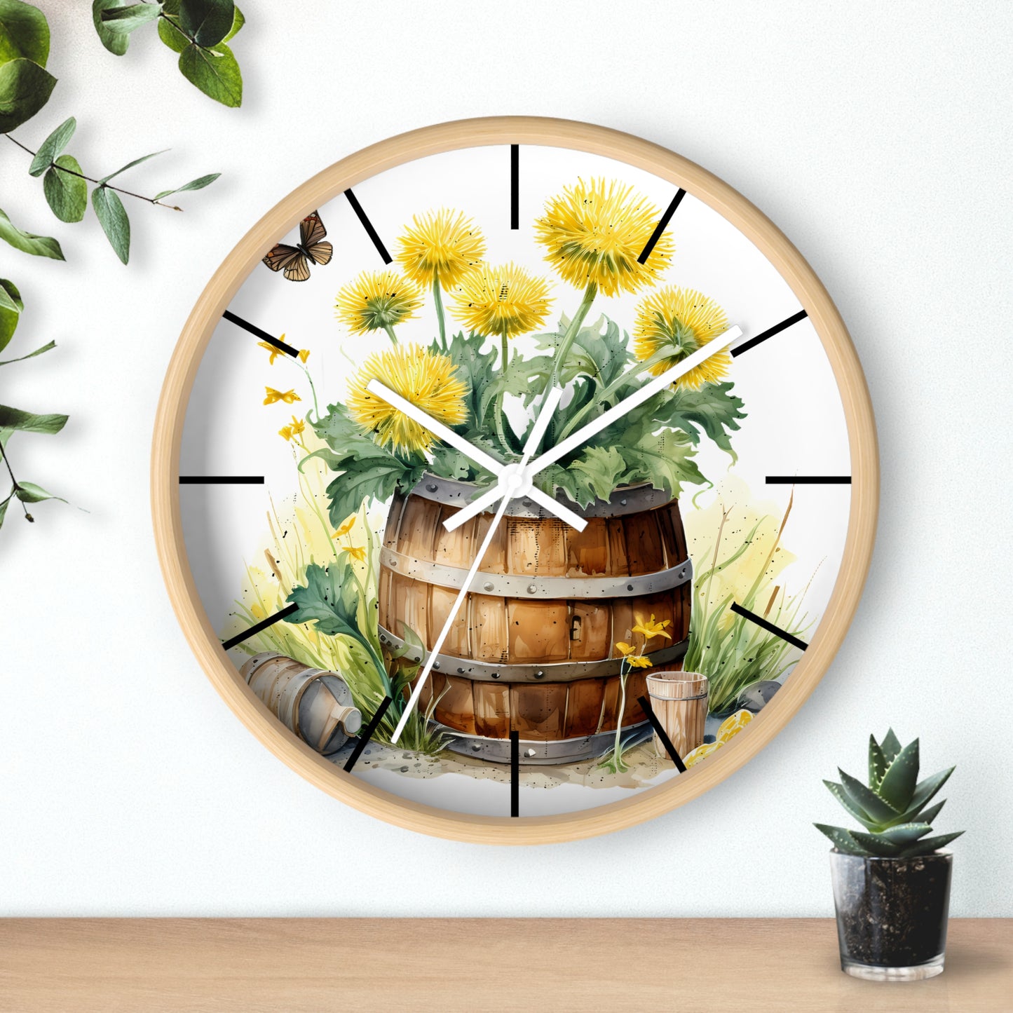 Sunflower Barrel Wall Clock - Farmhouse Country Decor Gift