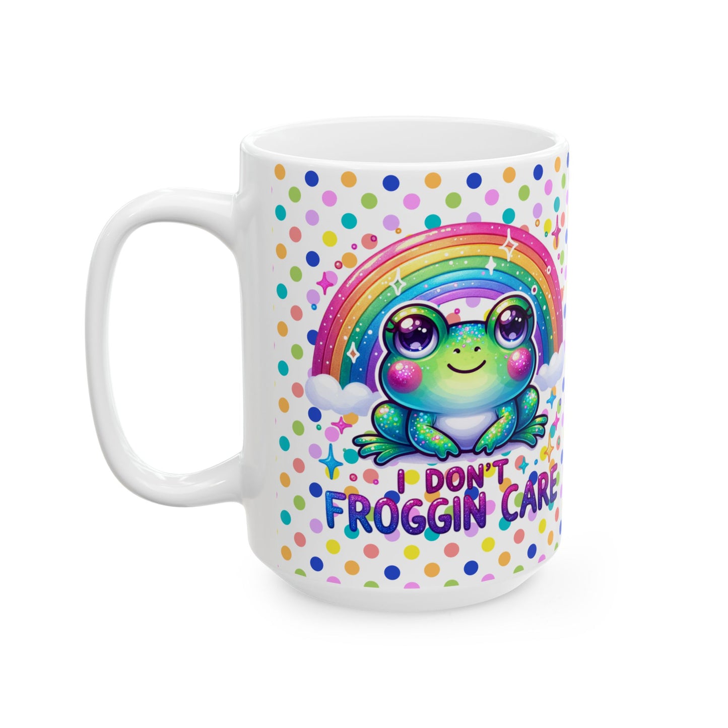 Whimsical Frog Ceramic Mug | Rainbow Polka Dot Design | Fun Gift Idea, Colorful Coffee Cup, Cute Home Decor,