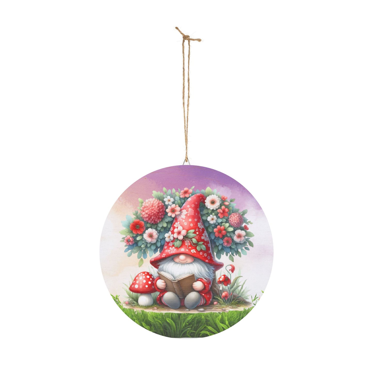 Whimsical Gnome Rustic Charm Wood Sign - Rustic Charm Floral Garden Gnome Home Decor