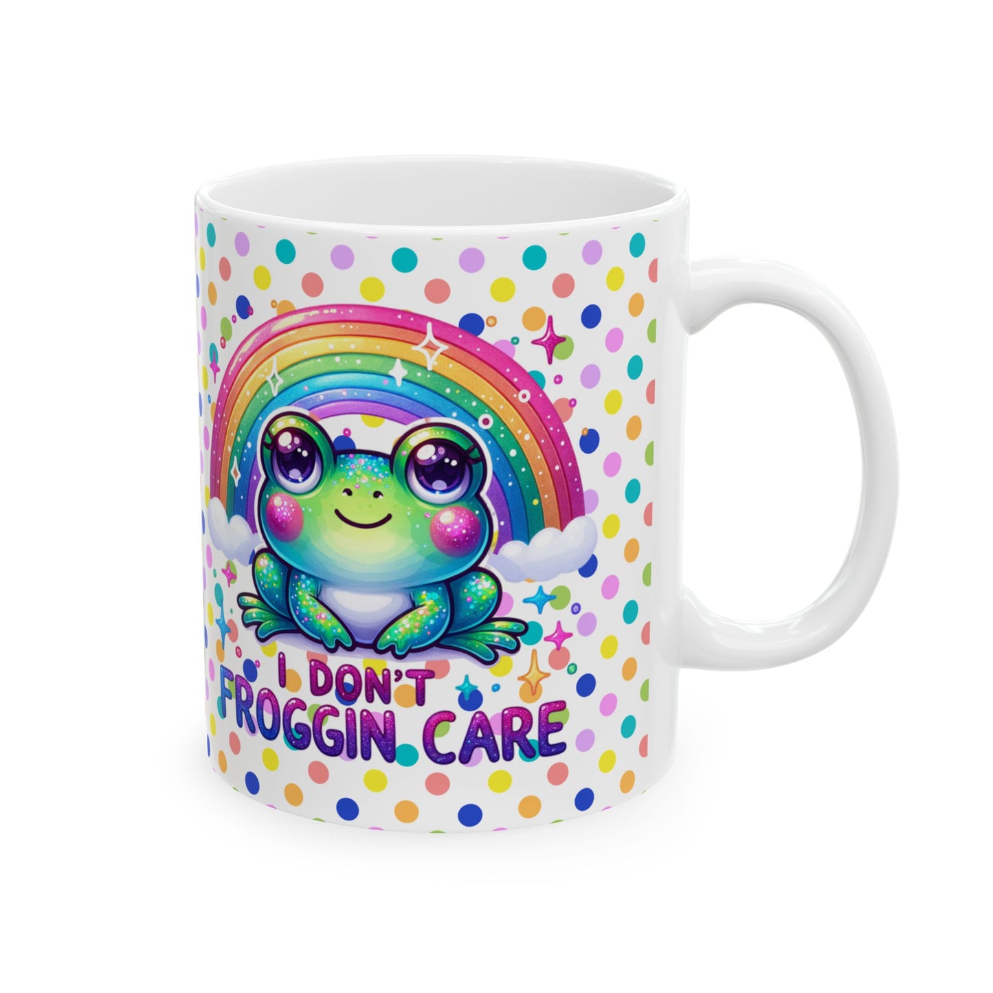 Whimsical Frog Ceramic Mug | Rainbow Polka Dot Design | Fun Gift Idea, Colorful Coffee Cup, Cute Home Decor,