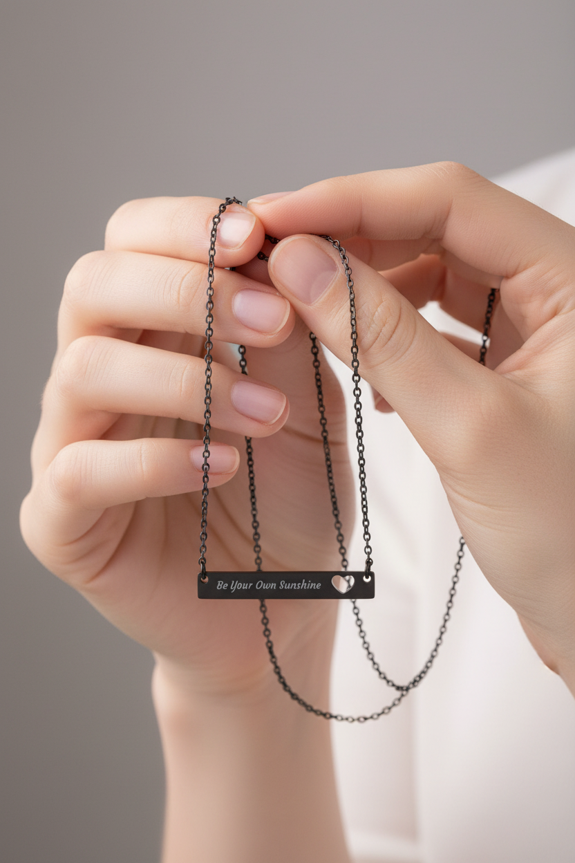 Black PVD be your own sunshine pendant corrected