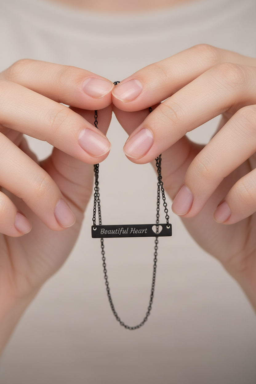 Black PVD beautiful heart pendant